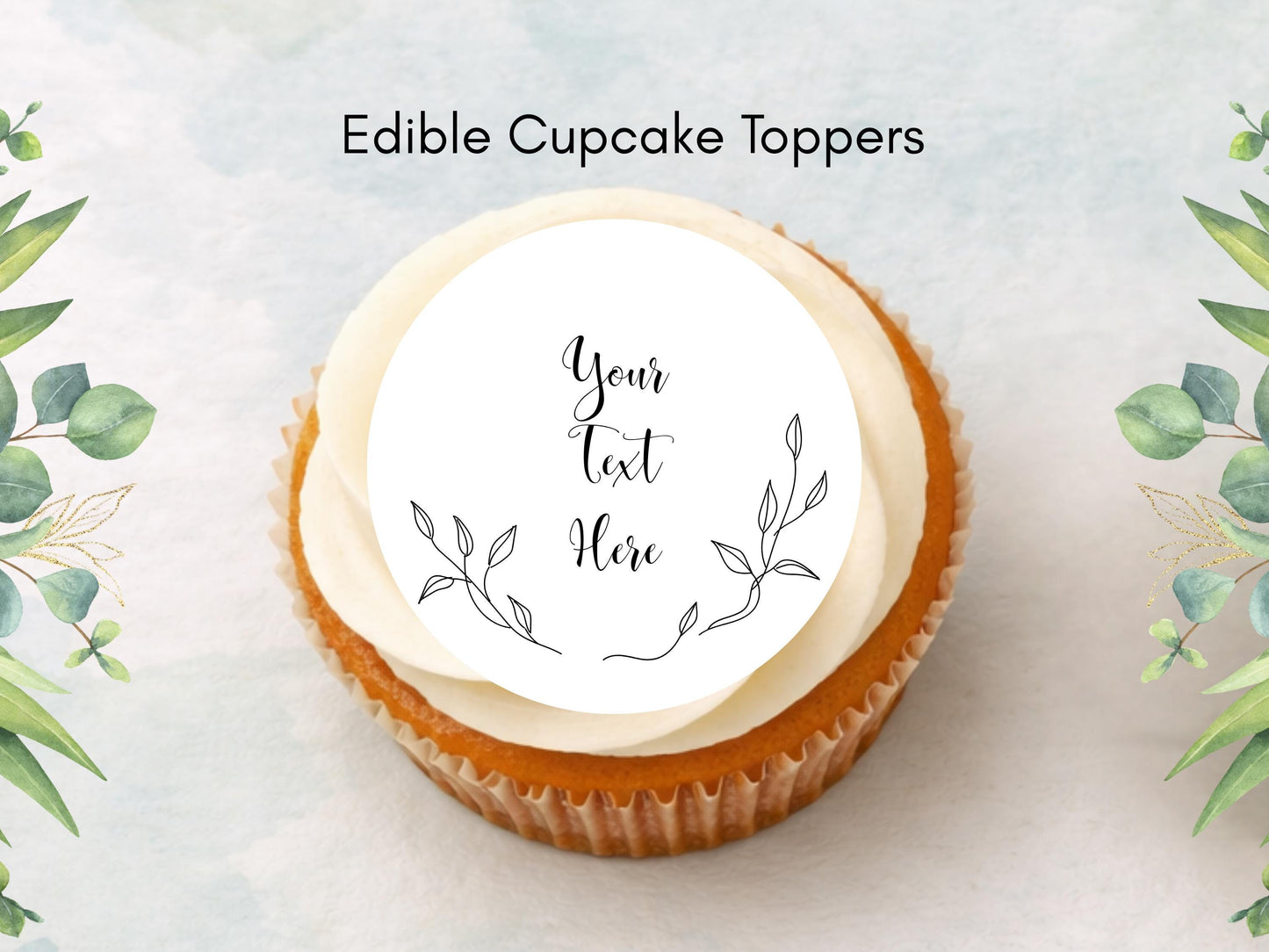 Personalized Edible Cupcake Toppers – Wedding, Birthday (Wafer Paper, Card or Icing Sheet)