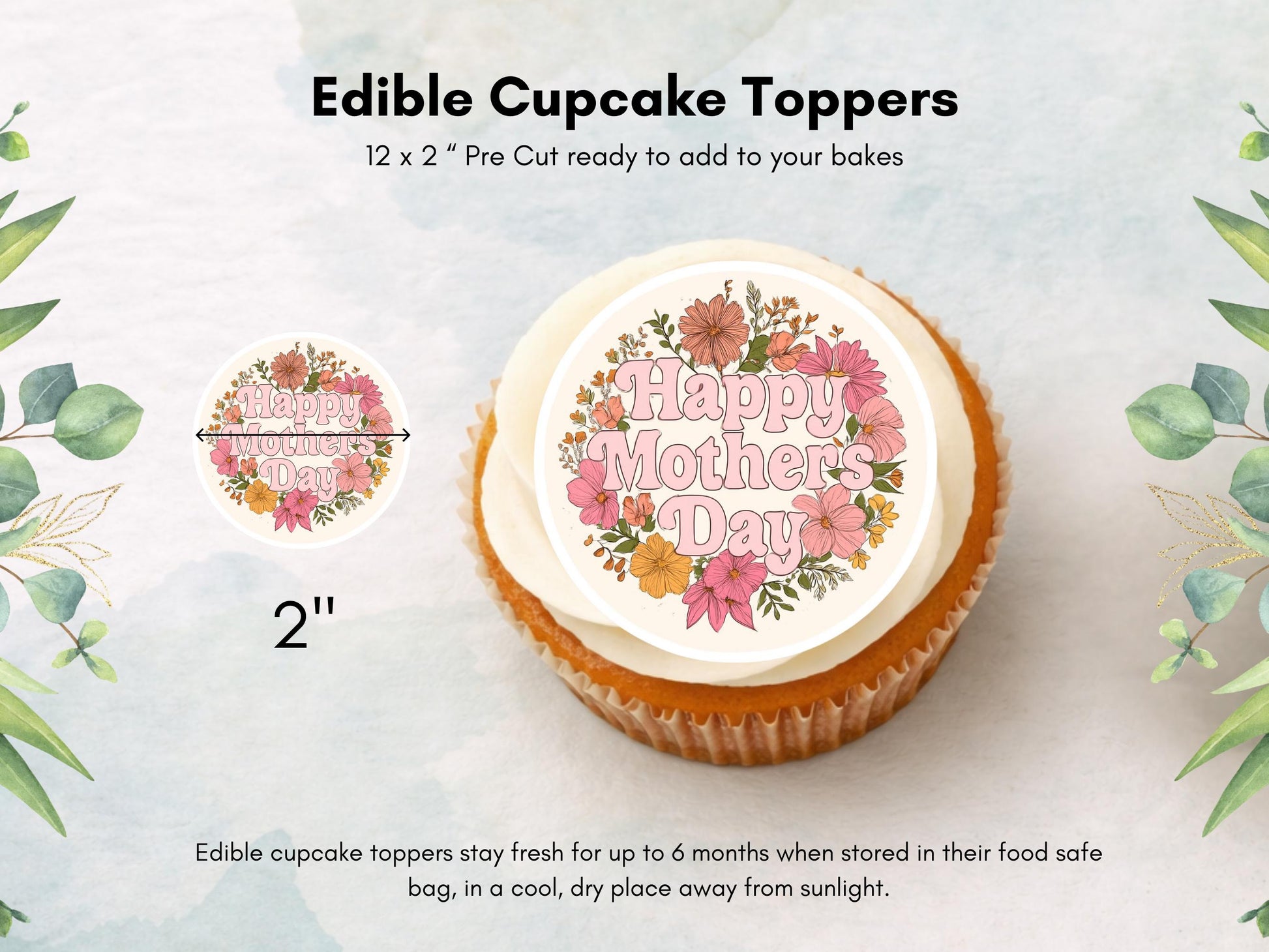 Mother's Day Cupcake Toppers: Edible Wafer Paper Decorations