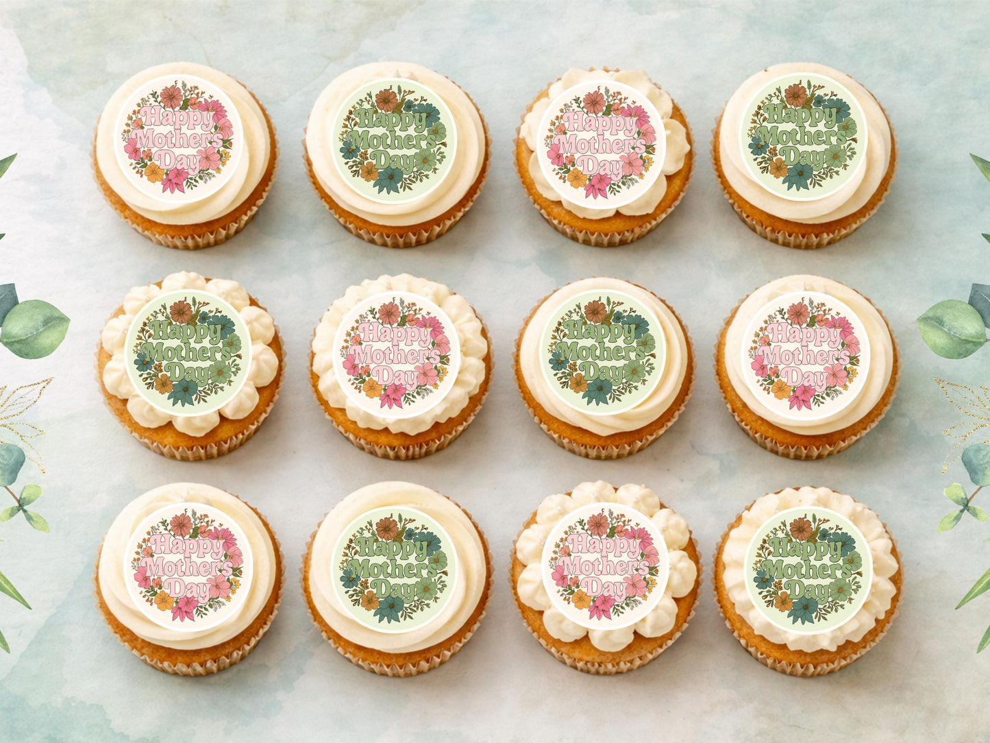 Mother's Day Cupcake Toppers: Edible Wafer Paper Decorations