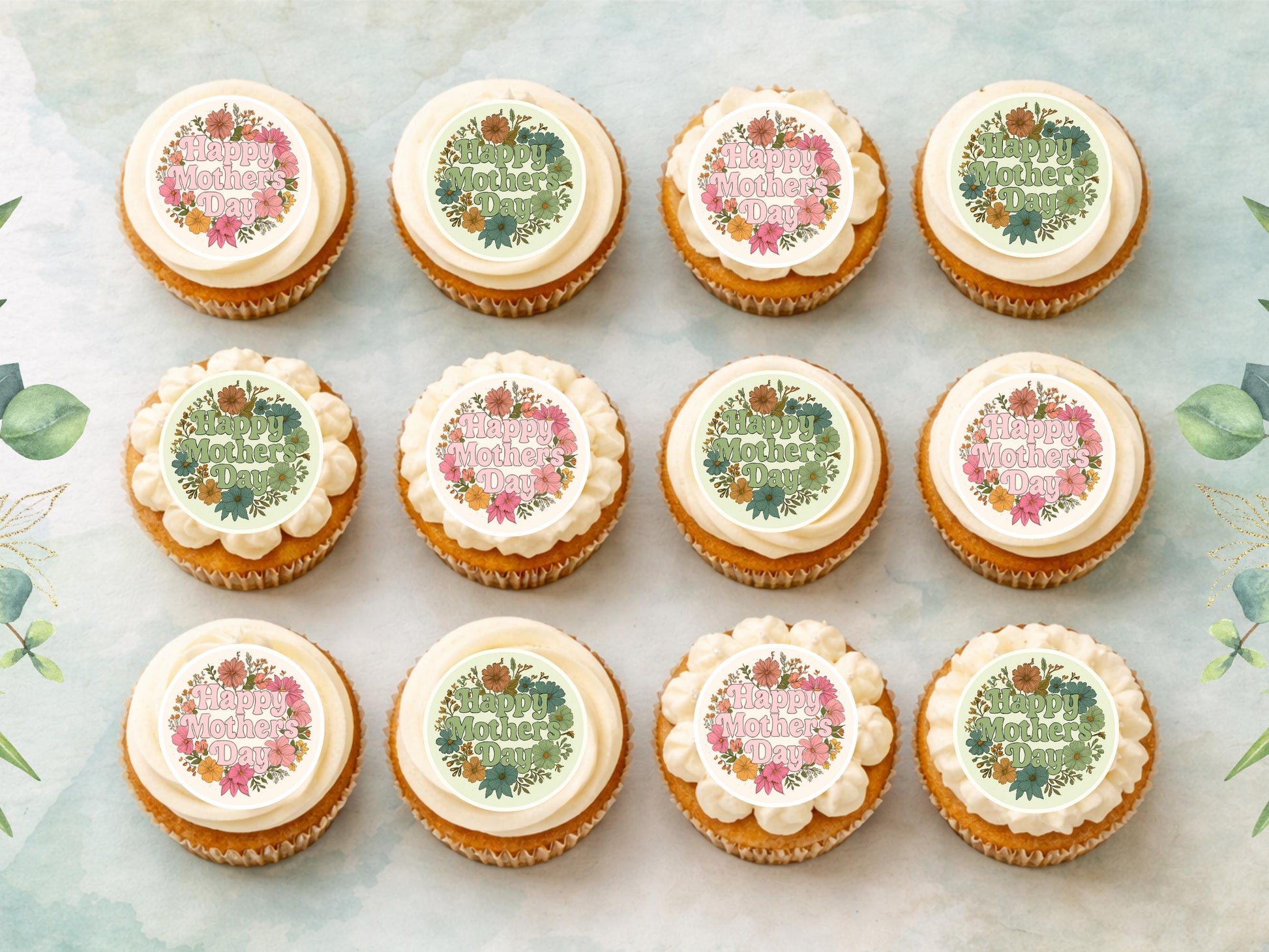 Mother's Day Cupcake Toppers: Edible Wafer Paper Decorations
