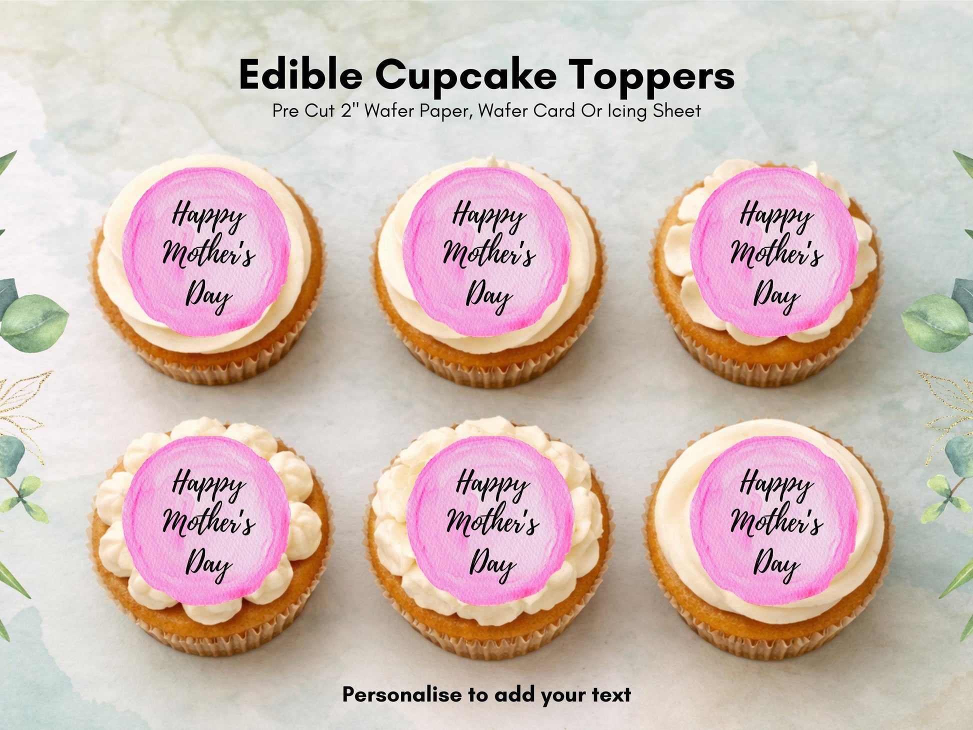 Happy Mother's Day Edible Cake Toppers: Wafer Paper, Card, or Icing (12 x 2")