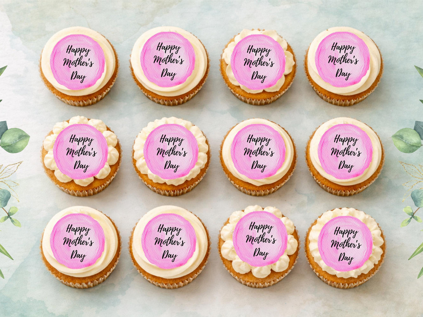Happy Mother's Day Edible Cake Toppers: Wafer Paper, Card, or Icing (12 x 2")