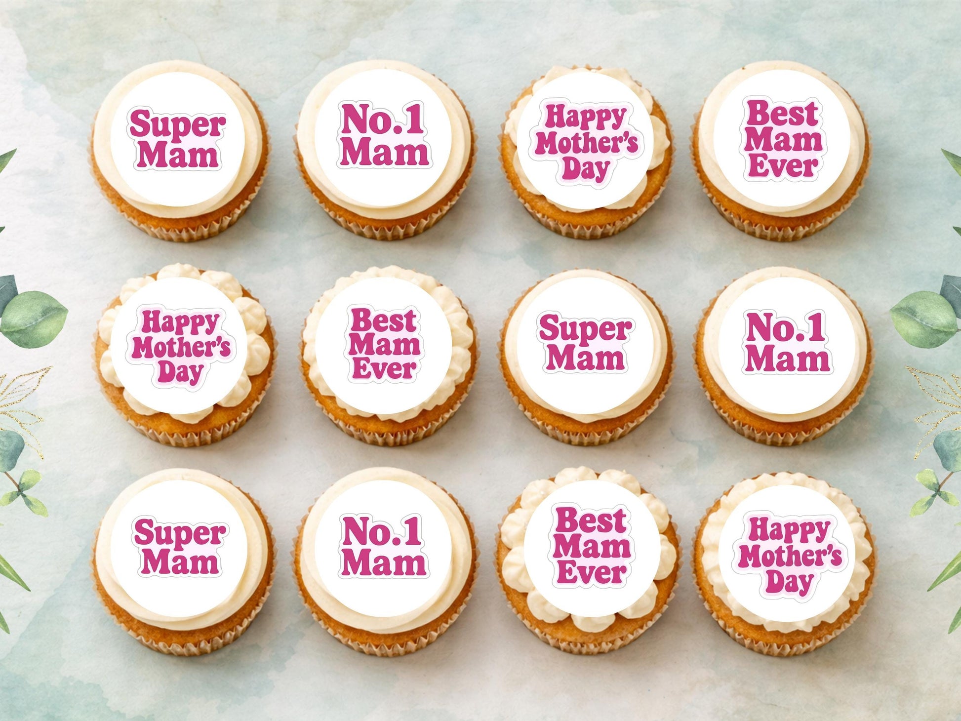 Happy Mother's Day Edible Cake Toppers: Wafer Paper, Card, or Icing (12 x 2")
