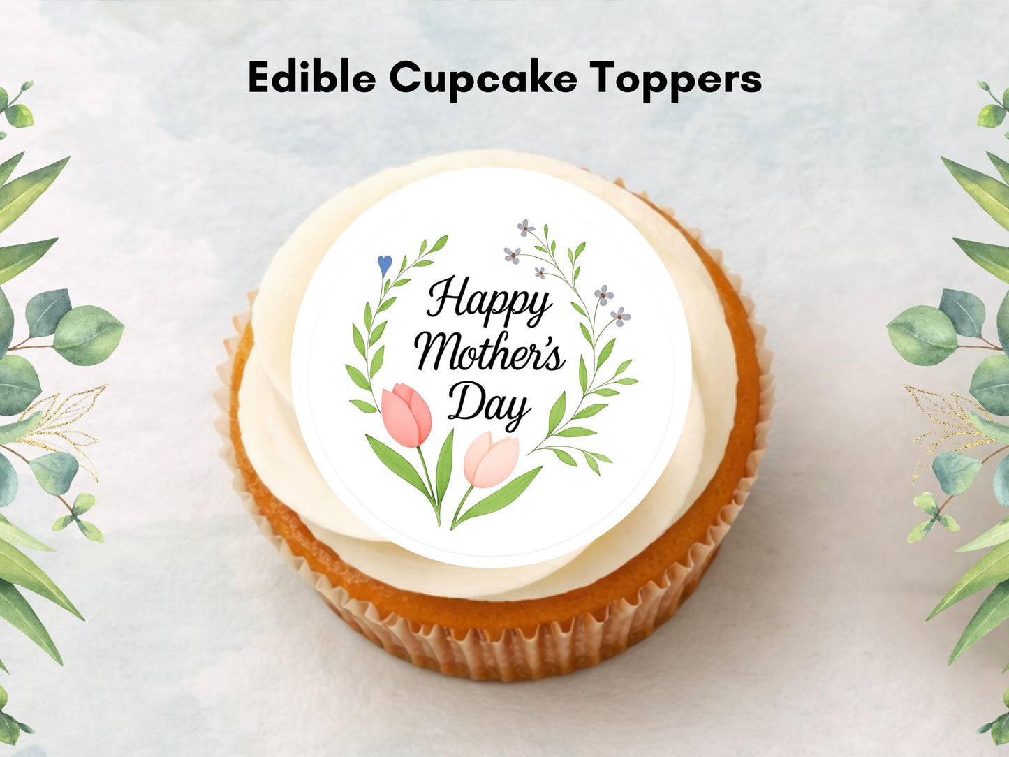 Happy Mother's Day Cupcake Toppers: Edible Wafer Paper Decorations