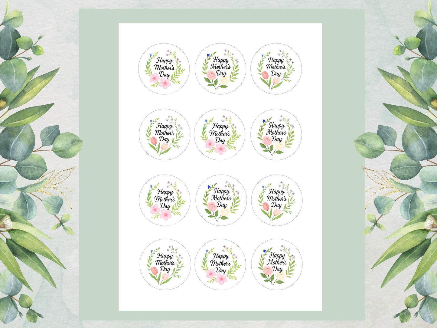 Happy Mother's Day Cupcake Toppers: Edible Wafer Paper Decorations