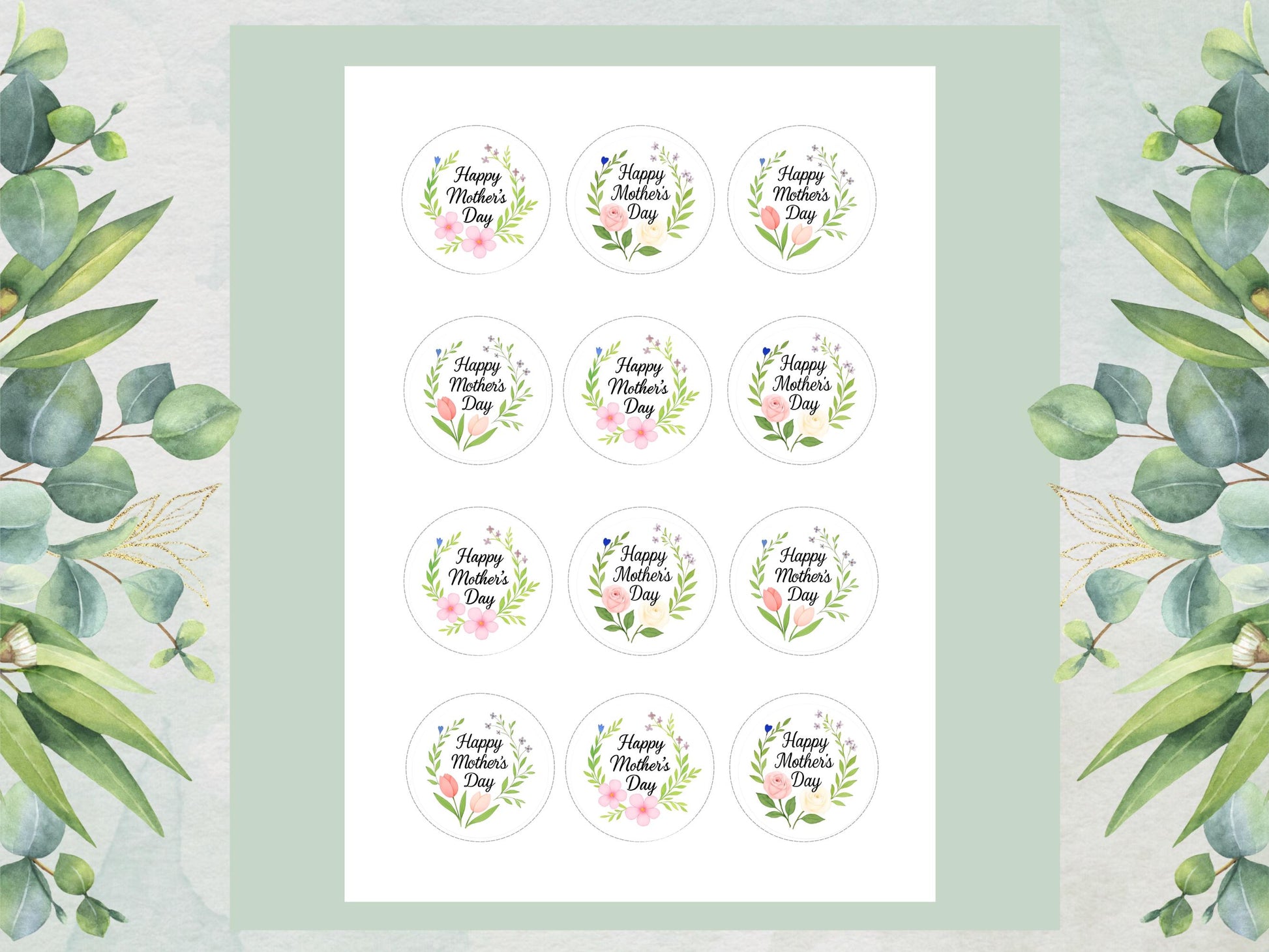 Happy Mother's Day Cupcake Toppers: Edible Wafer Paper Decorations