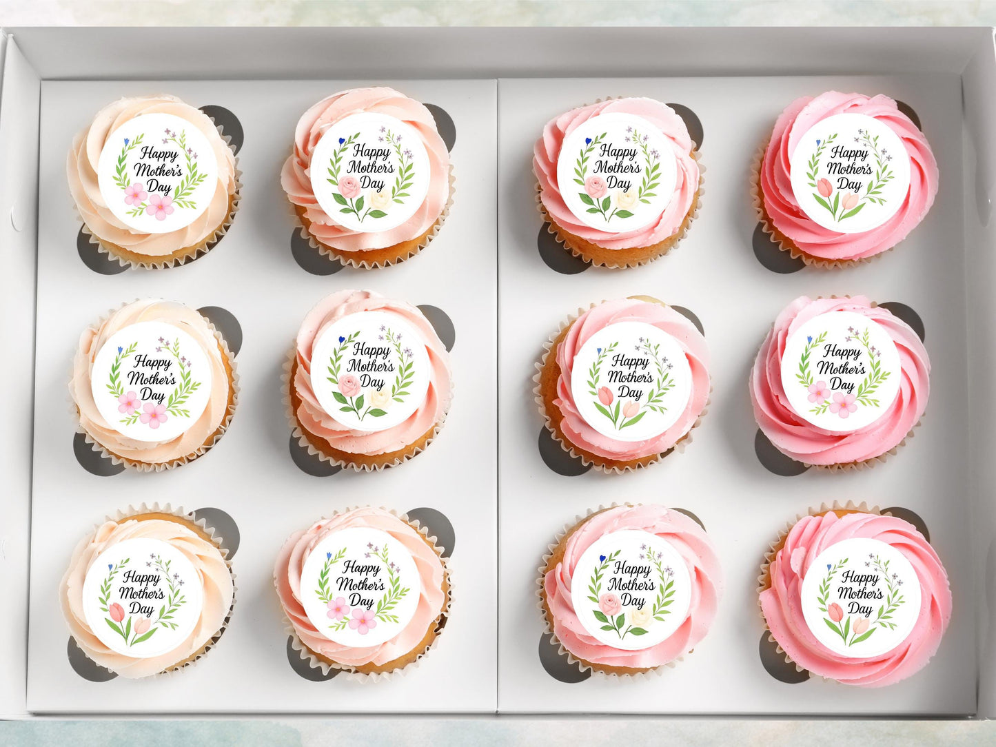 Happy Mother's Day Cupcake Toppers: Edible Wafer Paper Decorations