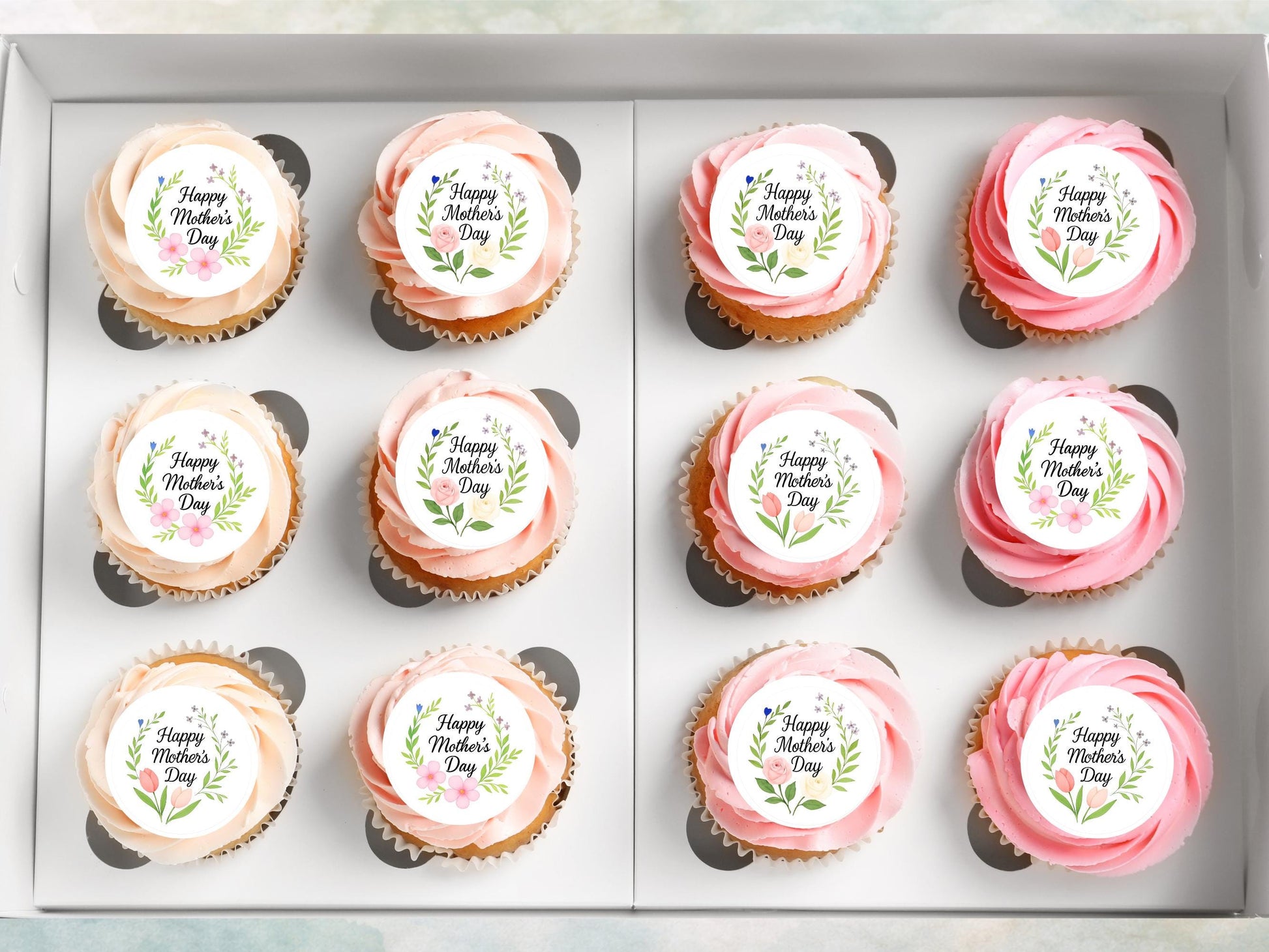 Happy Mother's Day Cupcake Toppers: Edible Wafer Paper Decorations