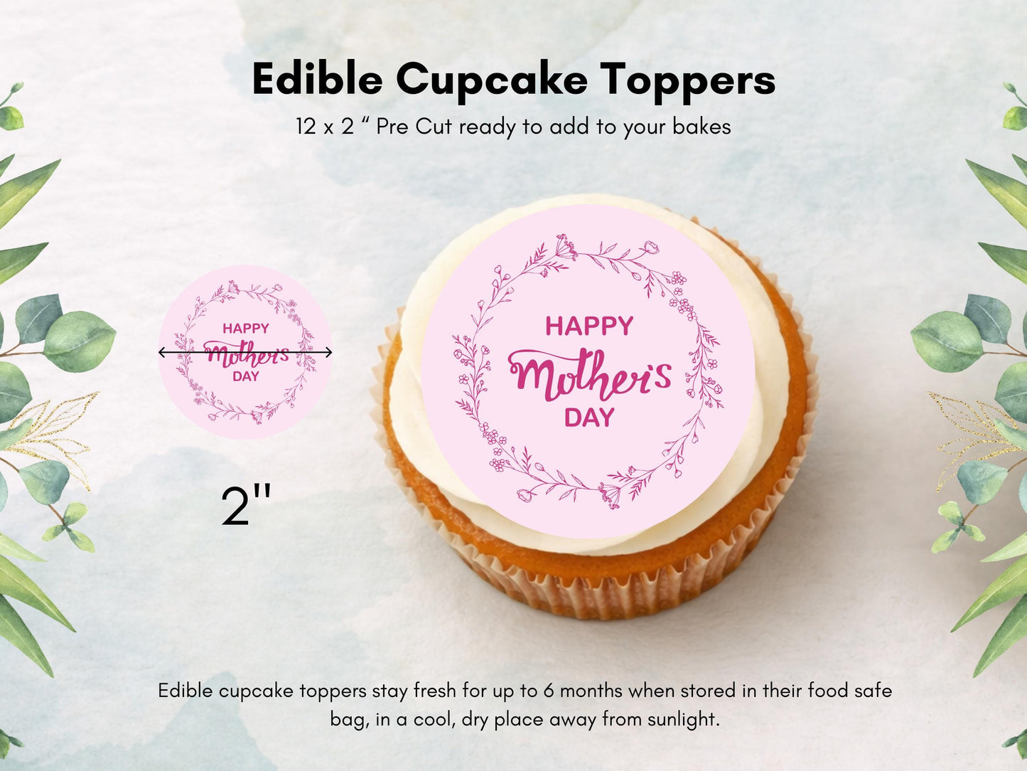 Happy Mother's Day Edible Cupcake Toppers: Cake Decorations
