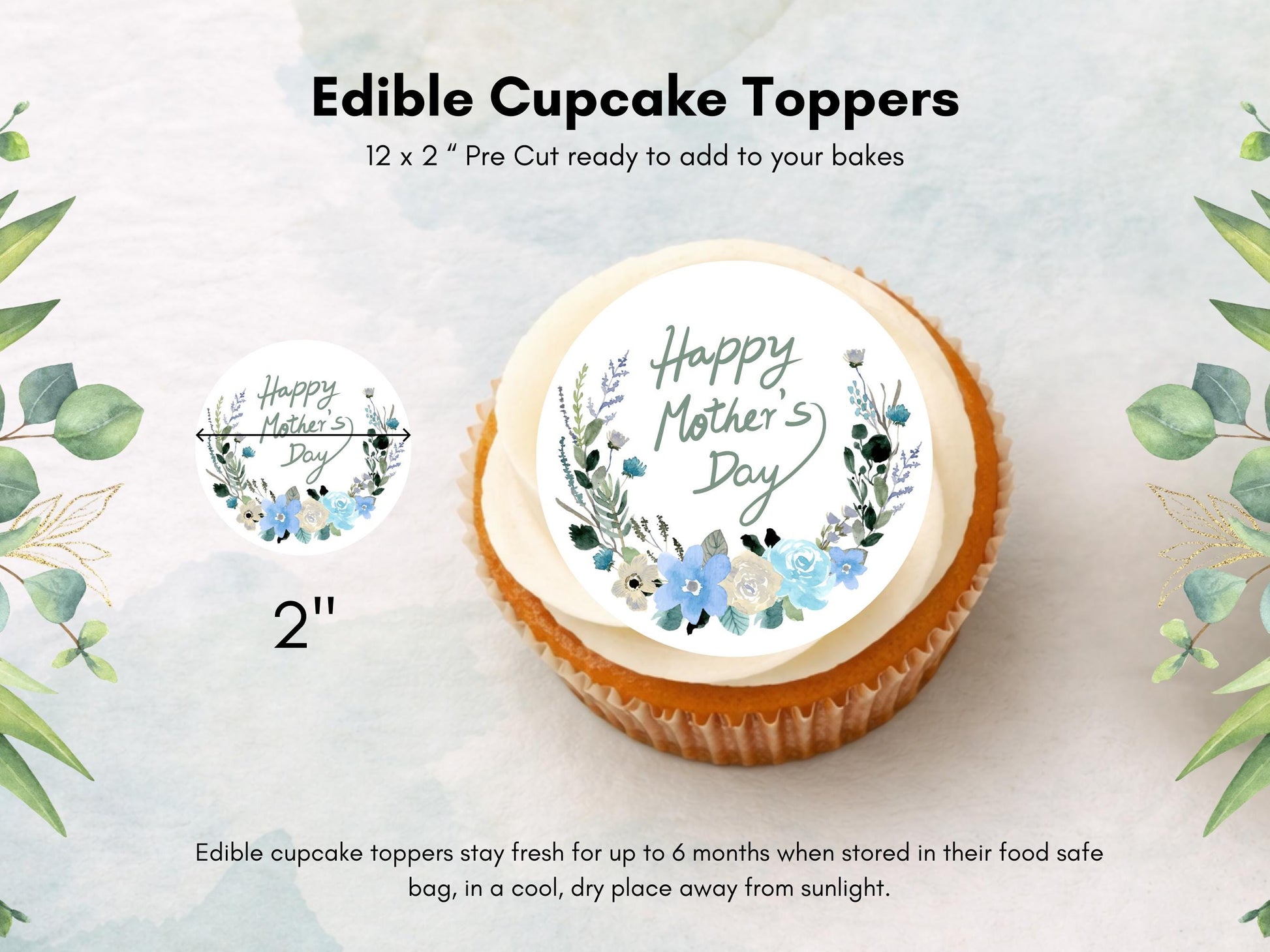Happy Mother's Day Edible Cupcake Toppers: Cake Decorations