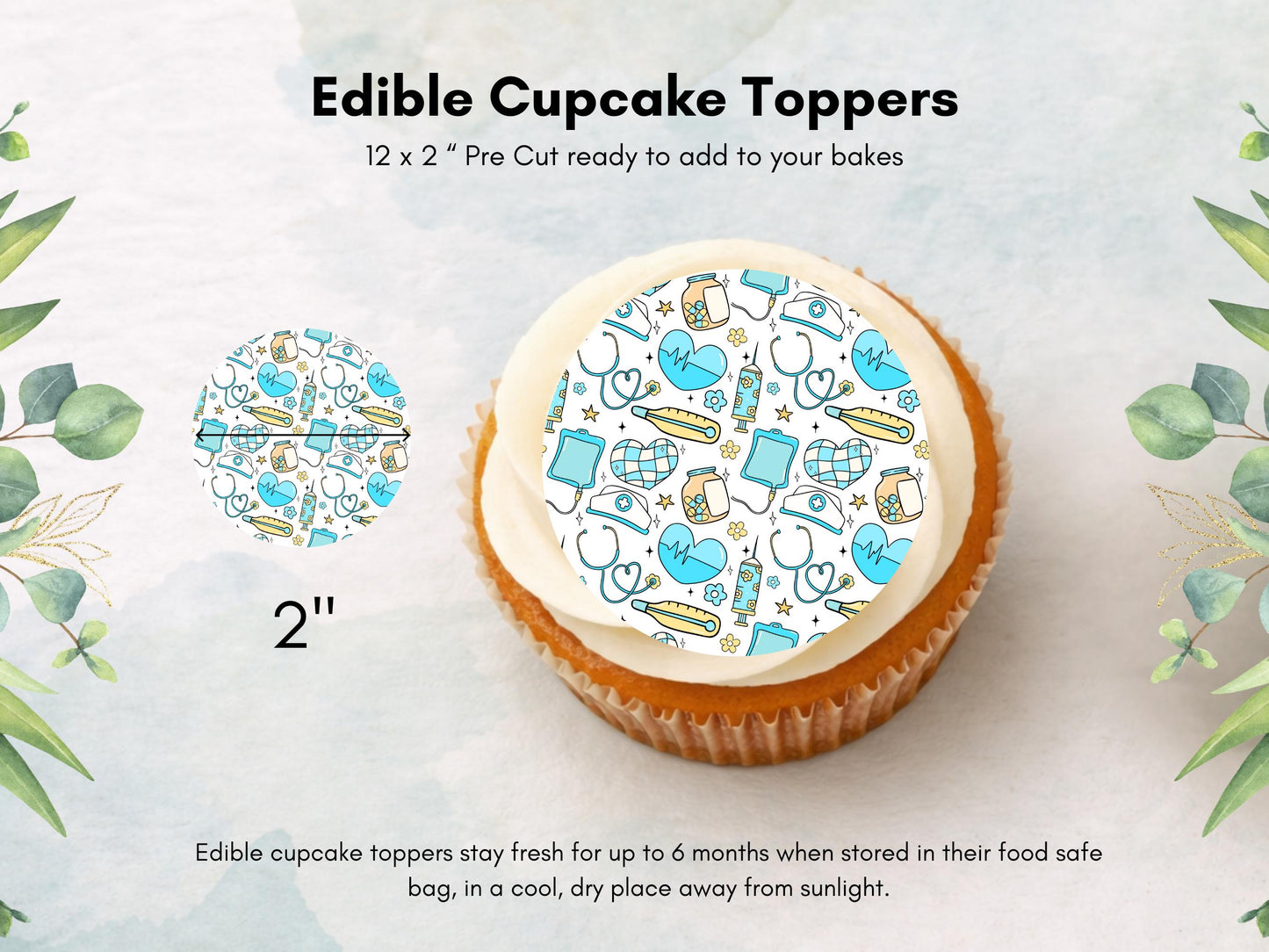 Doctor Theme Edible Cupcake Toppers – 2" Wafer Paper, Card or Icing Sheet