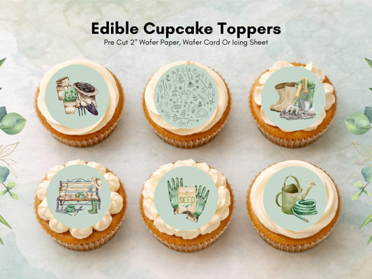 Gardener Edible Cupcake Toppers - Precut (12 x 2")