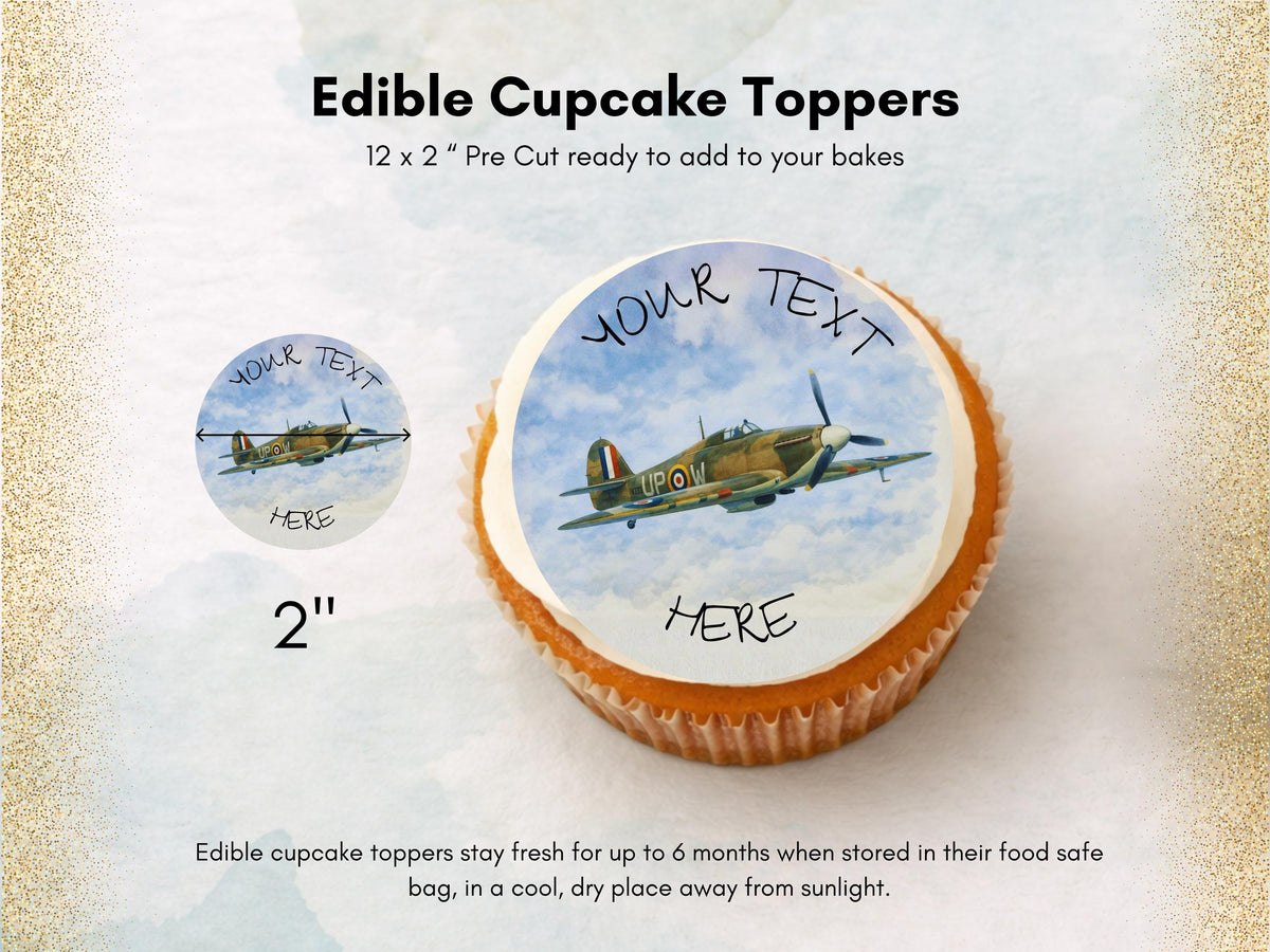 Personalised Hurricane Airplane Edible Cupcake Toppers – Airshow Cake Decorations