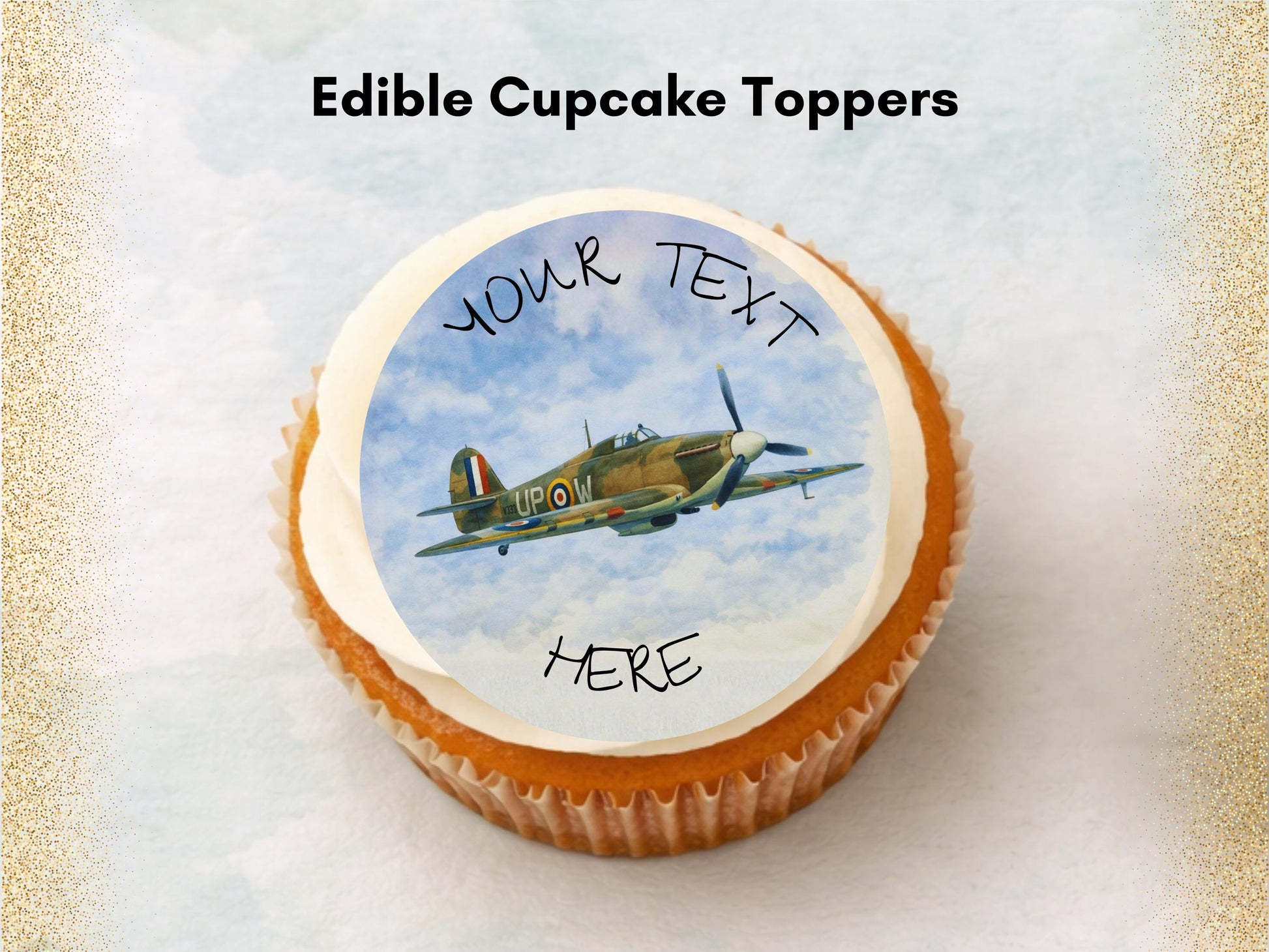 Personalised Hurricane Airplane Edible Cupcake Toppers – Airshow Cake Decorations