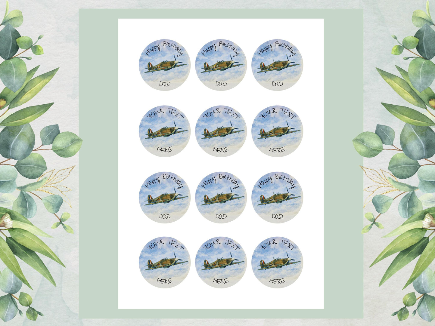 Personalised Hurricane Airplane Edible Cupcake Toppers – Airshow Cake Decorations