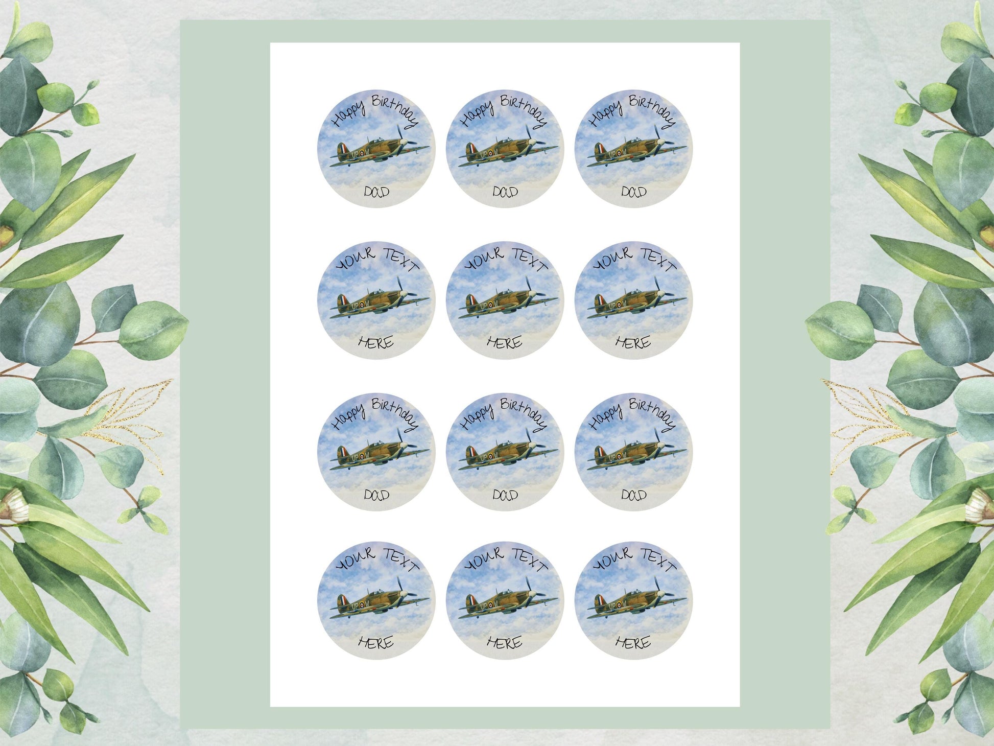 Personalised Hurricane Airplane Edible Cupcake Toppers – Airshow Cake Decorations