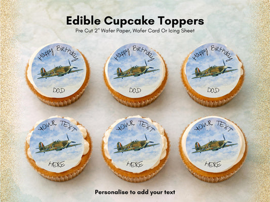 Personalised Hurricane Airplane Edible Cupcake Toppers – Airshow Cake Decorations