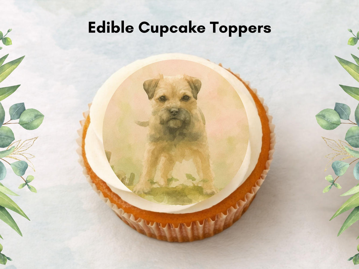 Border Terrier Edible Cupcake Toppers – 12 x 2" Pre-Cut Dog Cake Decoration