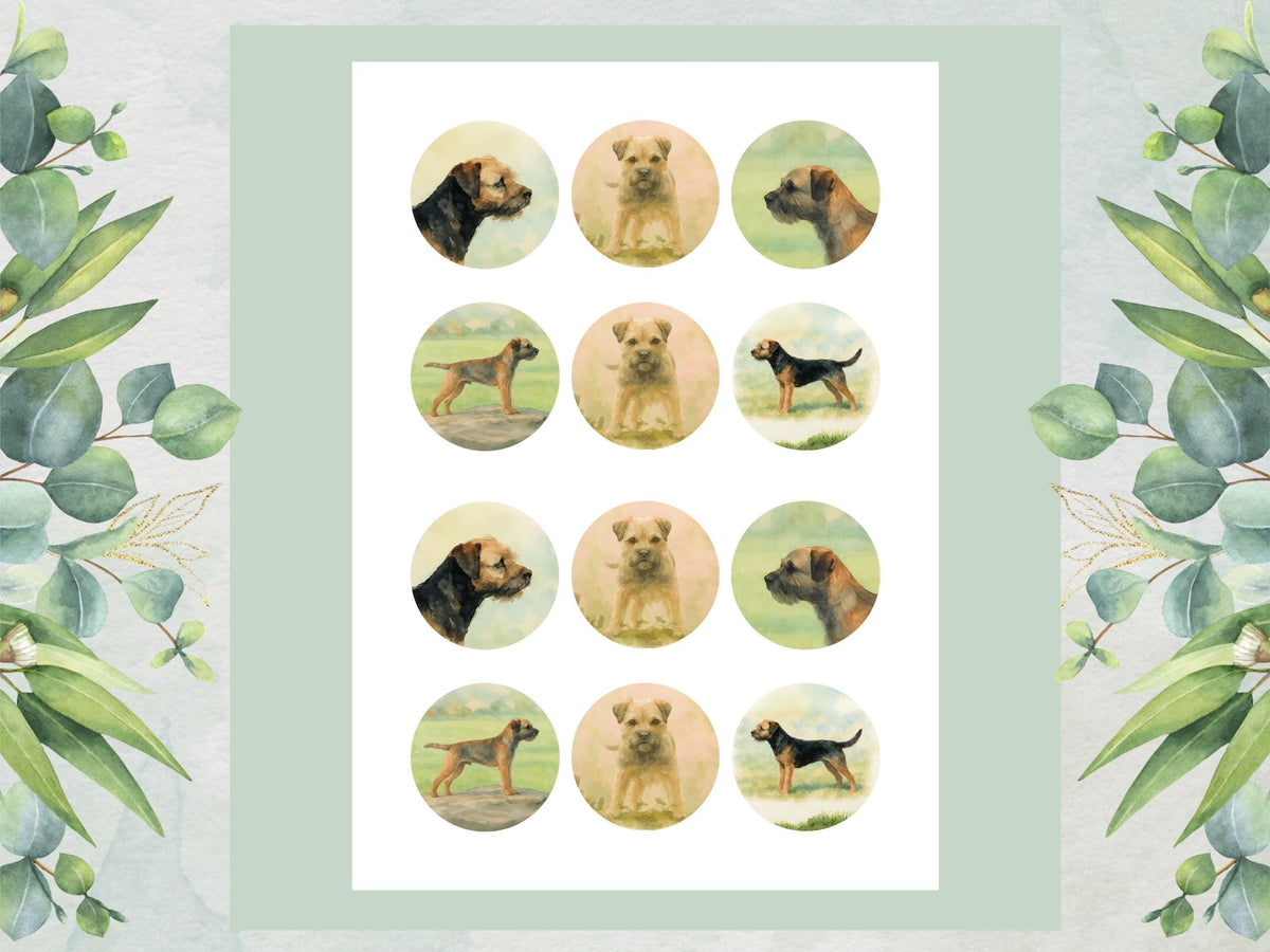 Border Terrier Edible Cupcake Toppers – 12 x 2" Pre-Cut Dog Cake Decoration