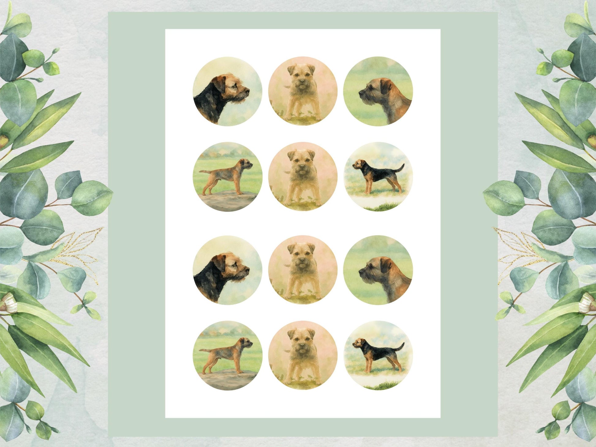 Border Terrier Edible Cupcake Toppers – 12 x 2" Pre-Cut Dog Cake Decoration