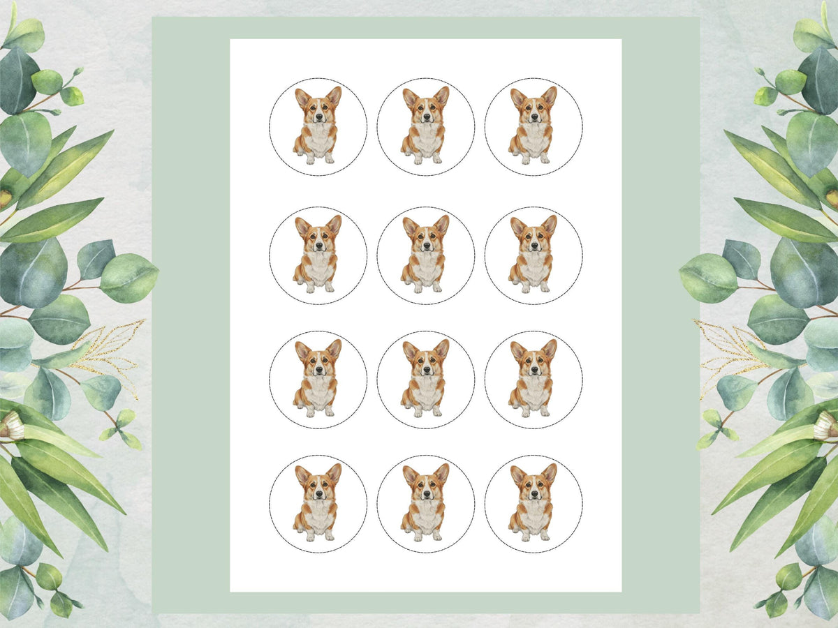 Corgi Edible Cupcake Toppers – 12 x 2" Pre-Cut Corgi Cake Decorations