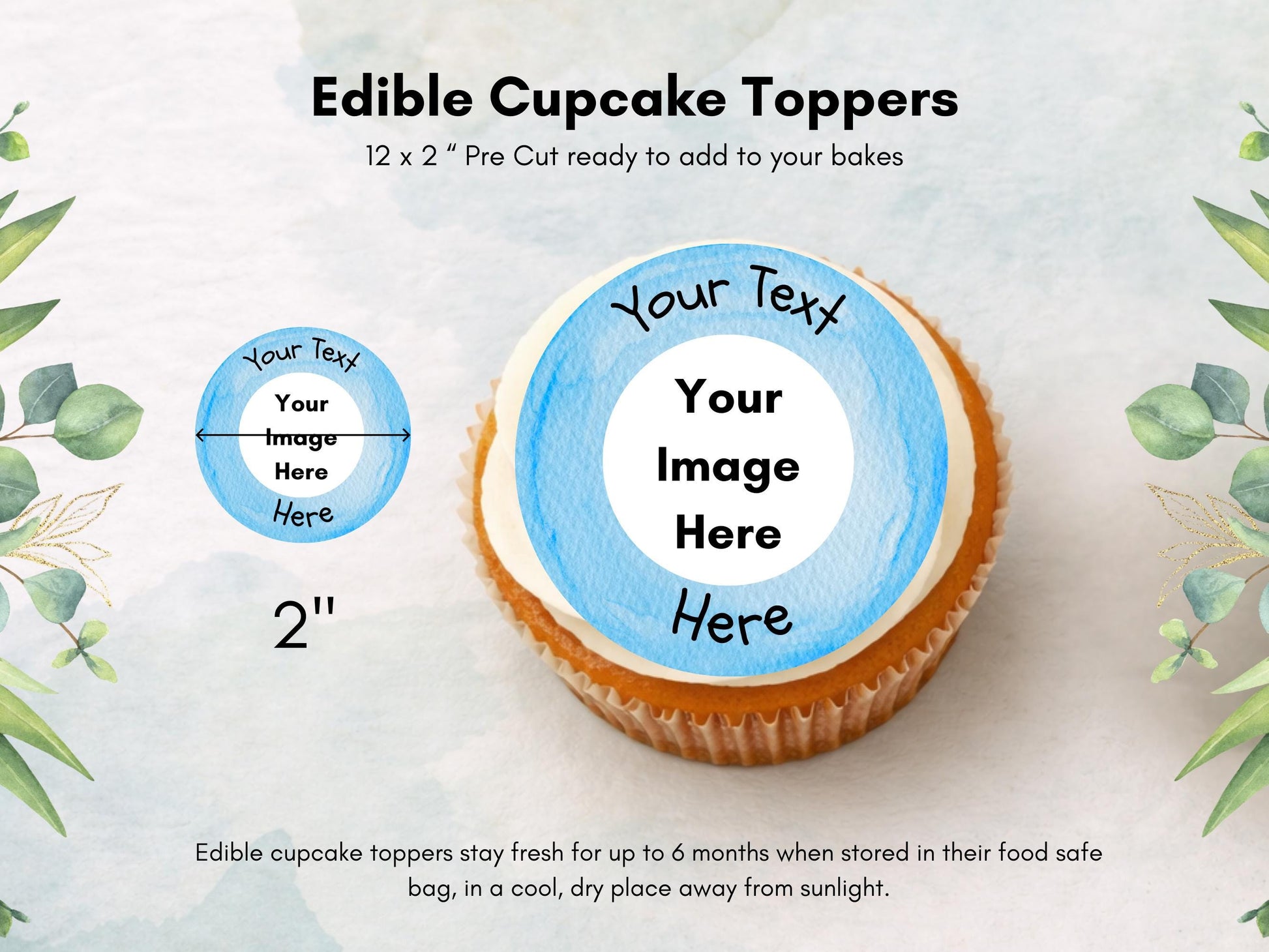 Personalized Happy Birthday Edible Cupcake Toppers, Photo & Text