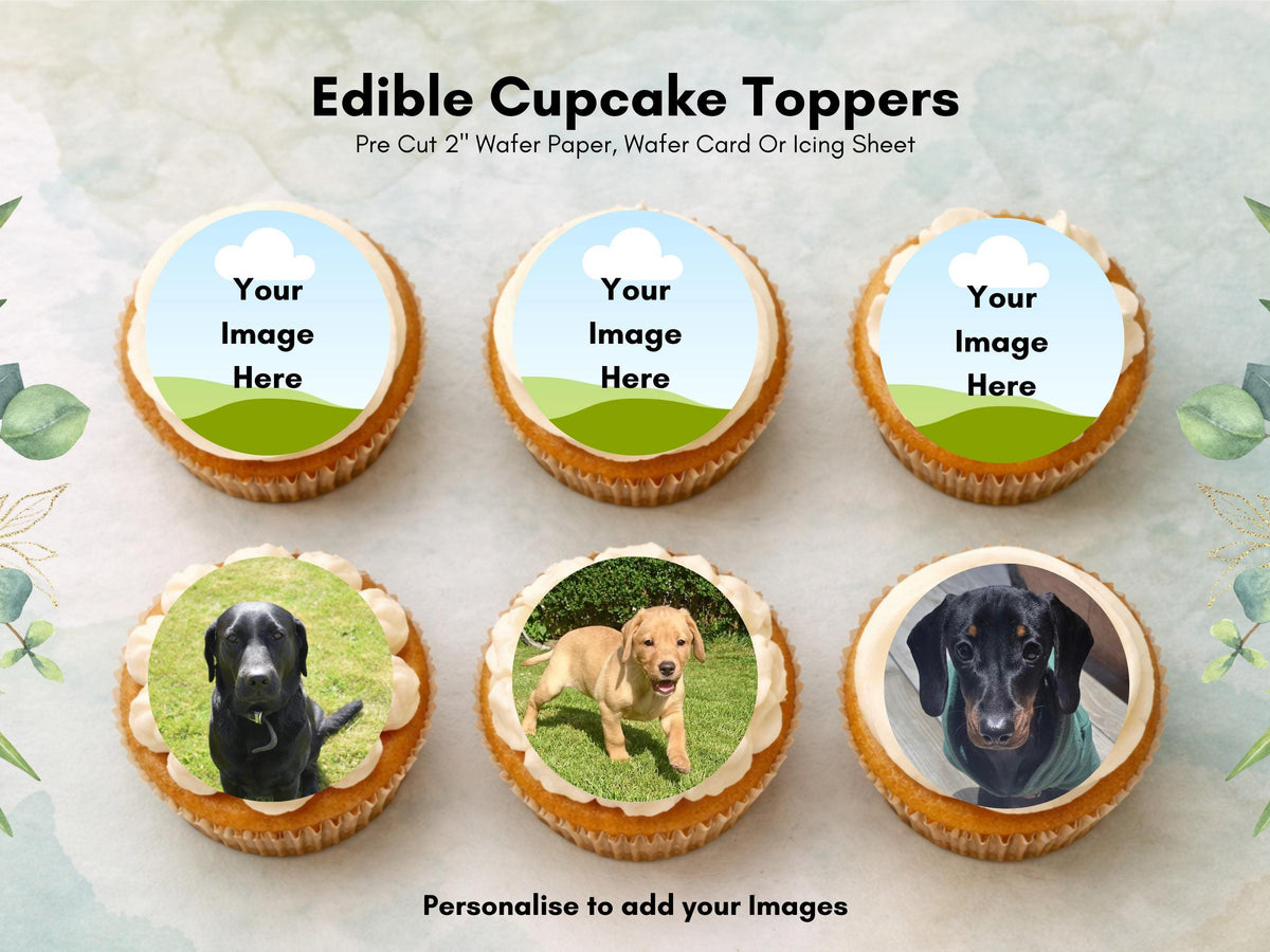 Personalised Photo Edible Cupcake Toppers, Custom Image Cake Decoration 12 x 2"