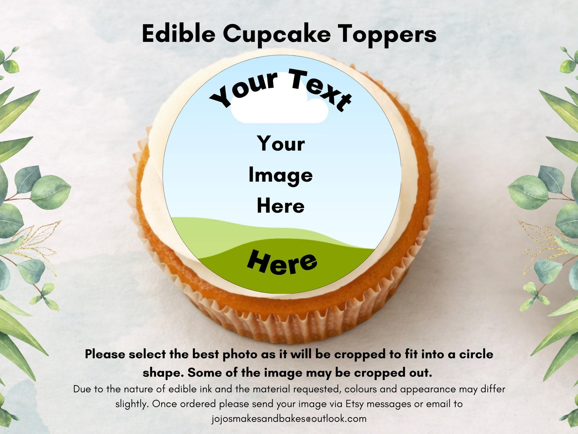 Personalised Photo Edible Cupcake Toppers – Birthday Party Cake Toppers with Name and Image
