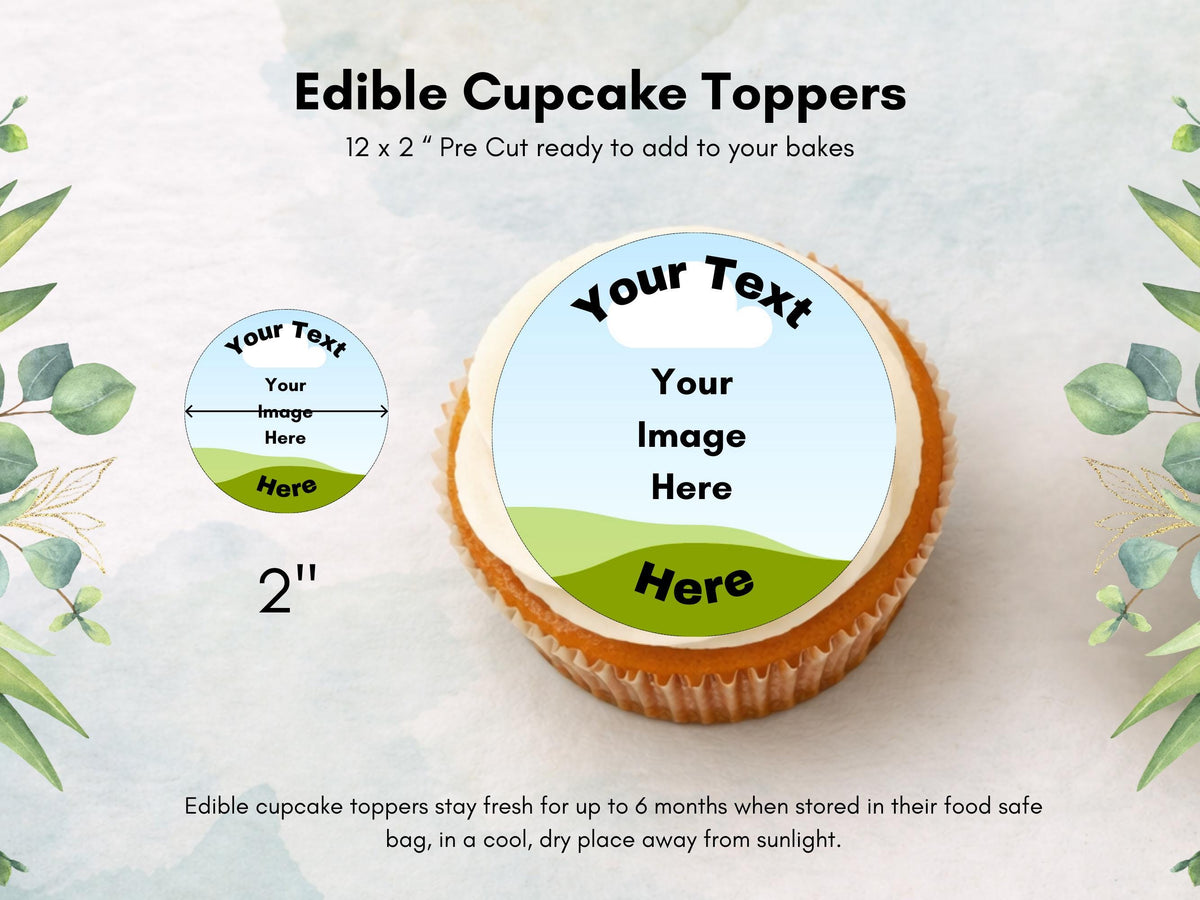 Personalised Photo Edible Cupcake Toppers – Birthday Party Cake Toppers with Name and Image