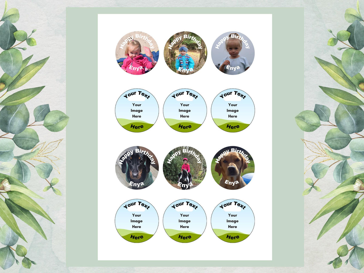 Personalised Photo Edible Cupcake Toppers – Birthday Party Cake Toppers with Name and Image