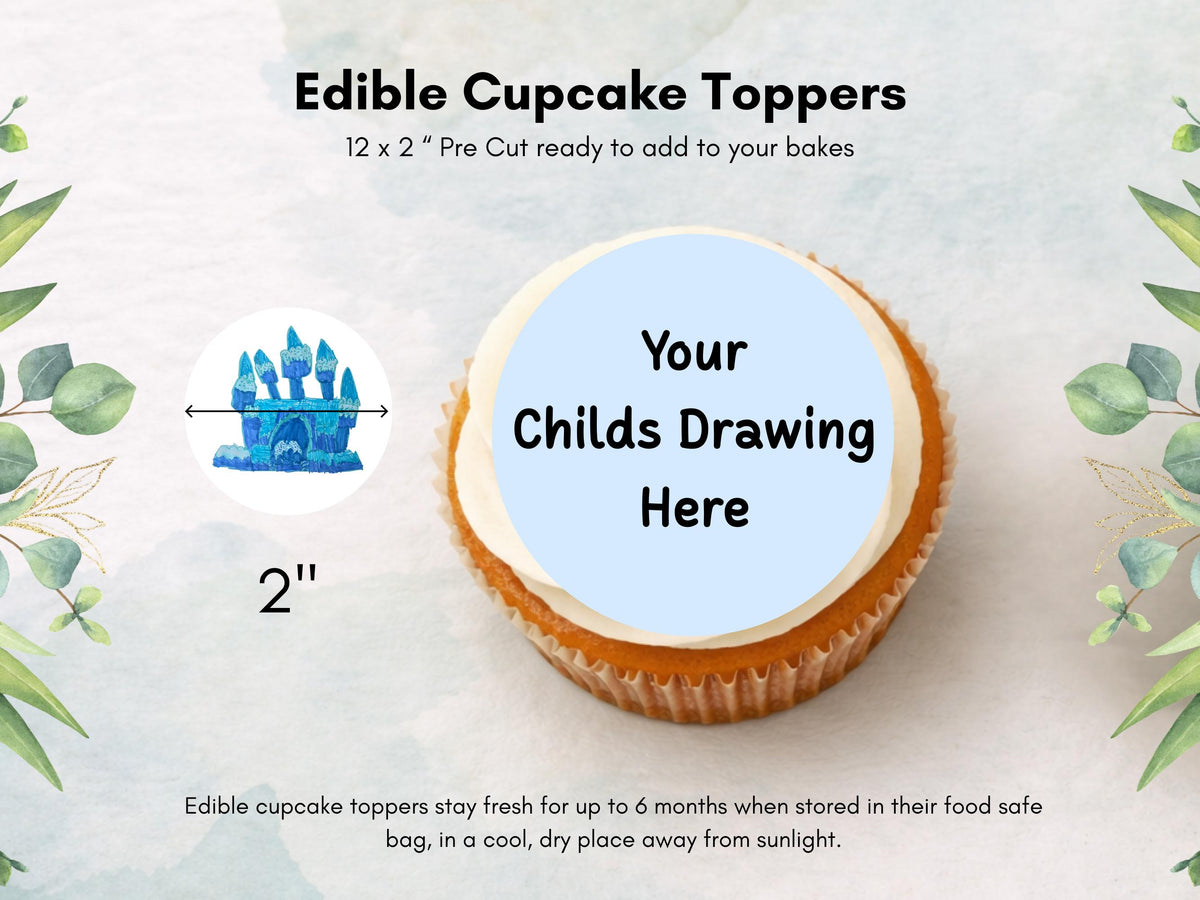 Personalised Child’s Drawing Edible Cupcake Toppers – Kids Artwork Cake Toppers
