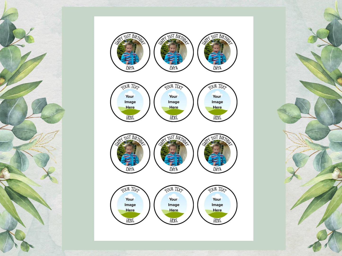Personalised Photo Edible Cupcake Toppers – Birthday Party Cake Toppers with Name and Image