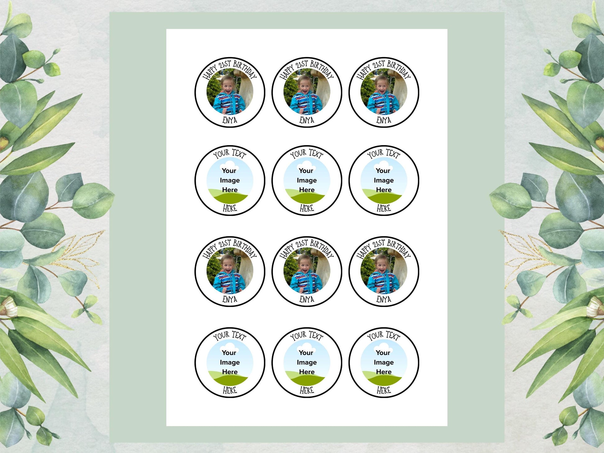 Personalised Photo Edible Cupcake Toppers – Birthday Party Cake Toppers with Name and Image