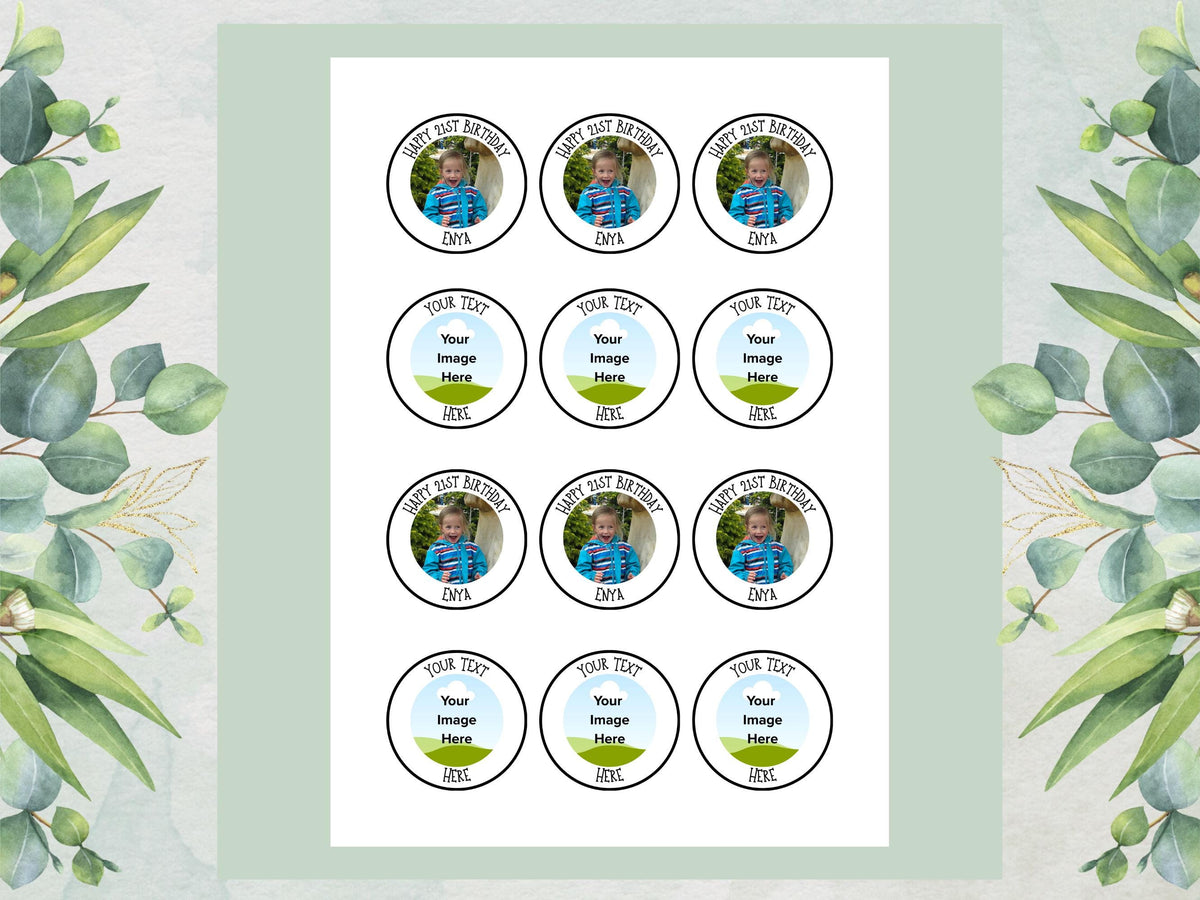 Personalised Photo Edible Cupcake Toppers – Birthday Party Cake Toppers with Name and Image
