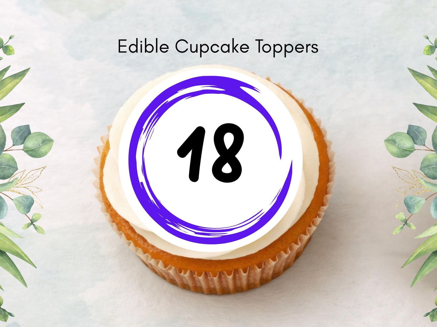 Milestone Birthday Edible Cupcake Toppers - Customizable Number & Color