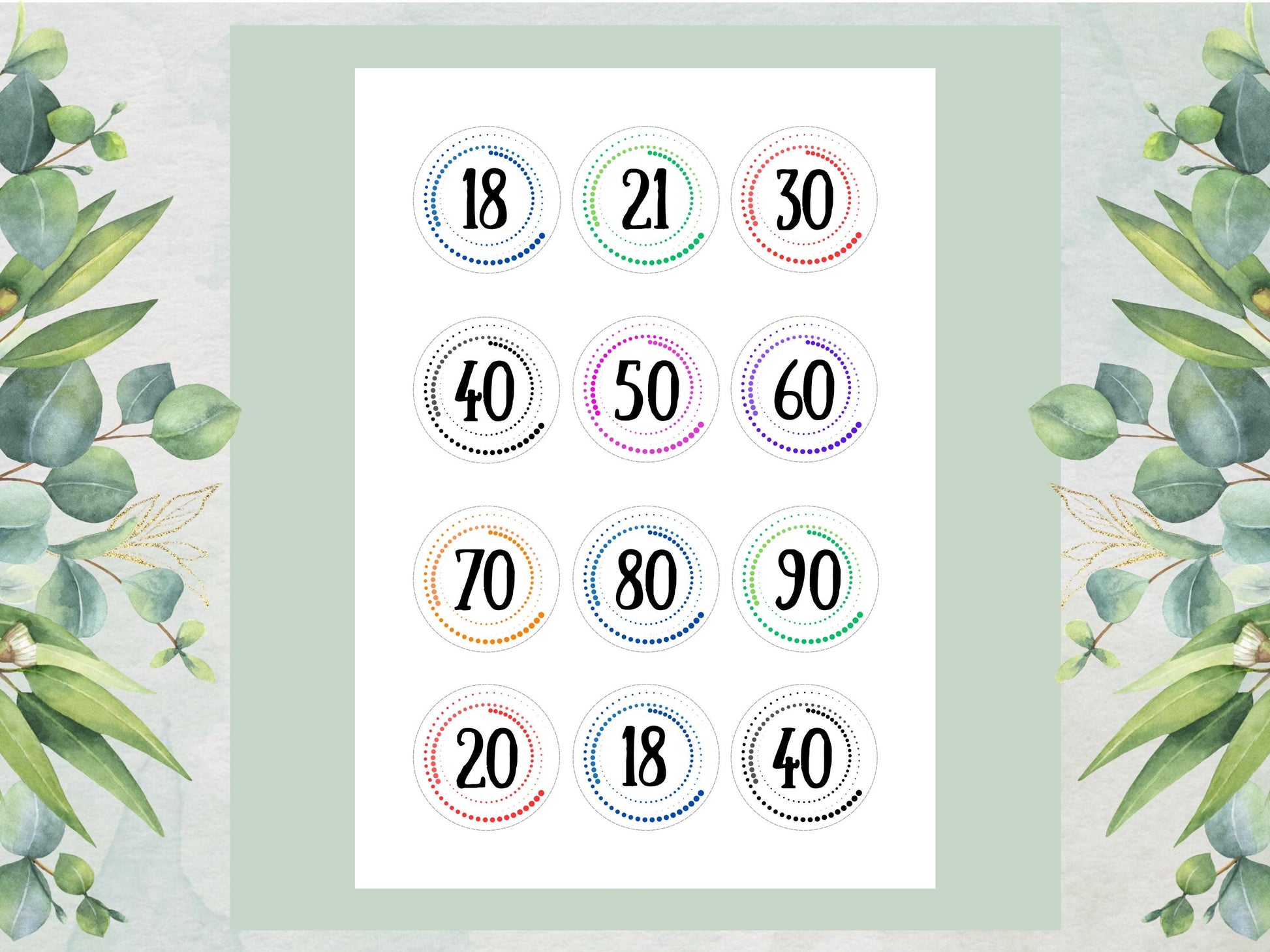Milestone Birthday Edible Cupcake Toppers – Dotted Theme, Customizable (12 x 2")