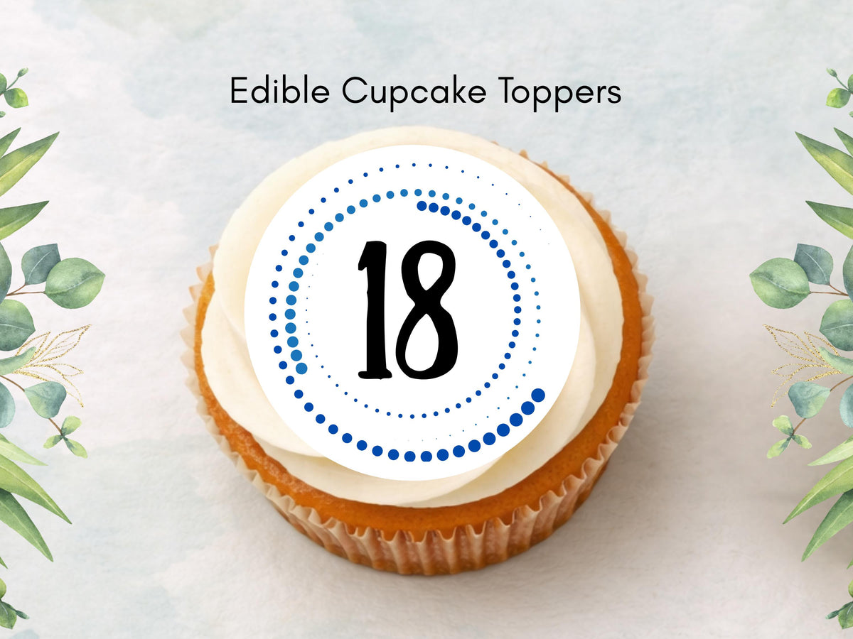 Milestone Birthday Edible Cupcake Toppers – Dotted Theme, Customizable (12 x 2")