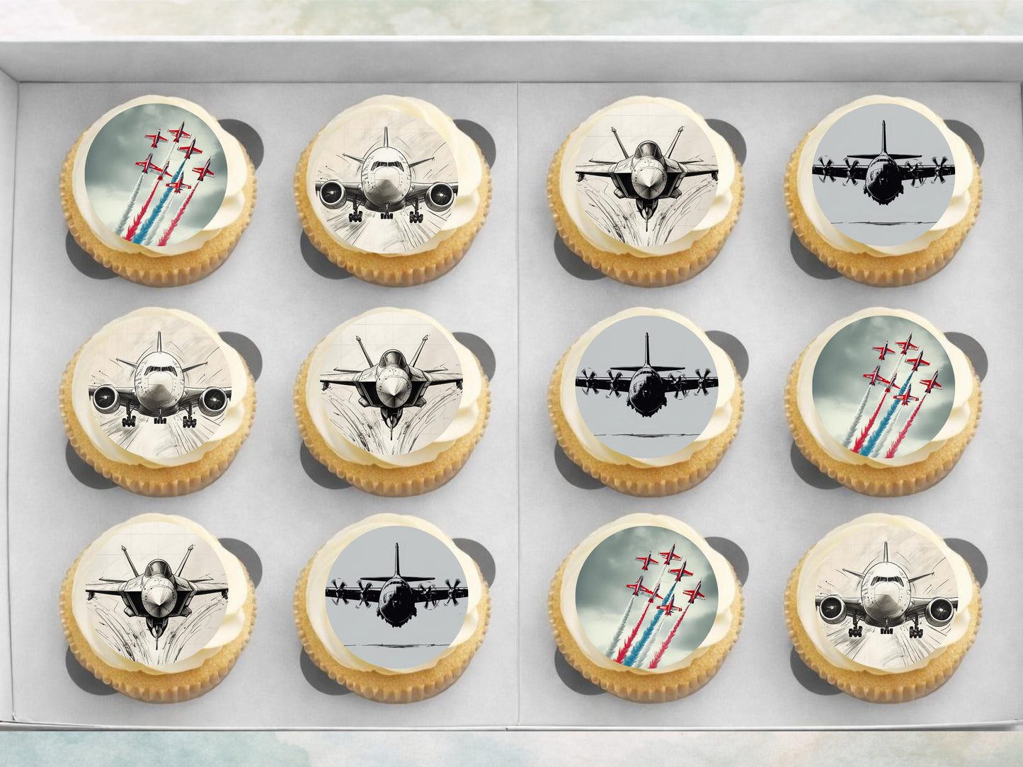 Aeroplane Edible Cupcake Toppers – Aviation Cake Decorations (Pre-cut)
