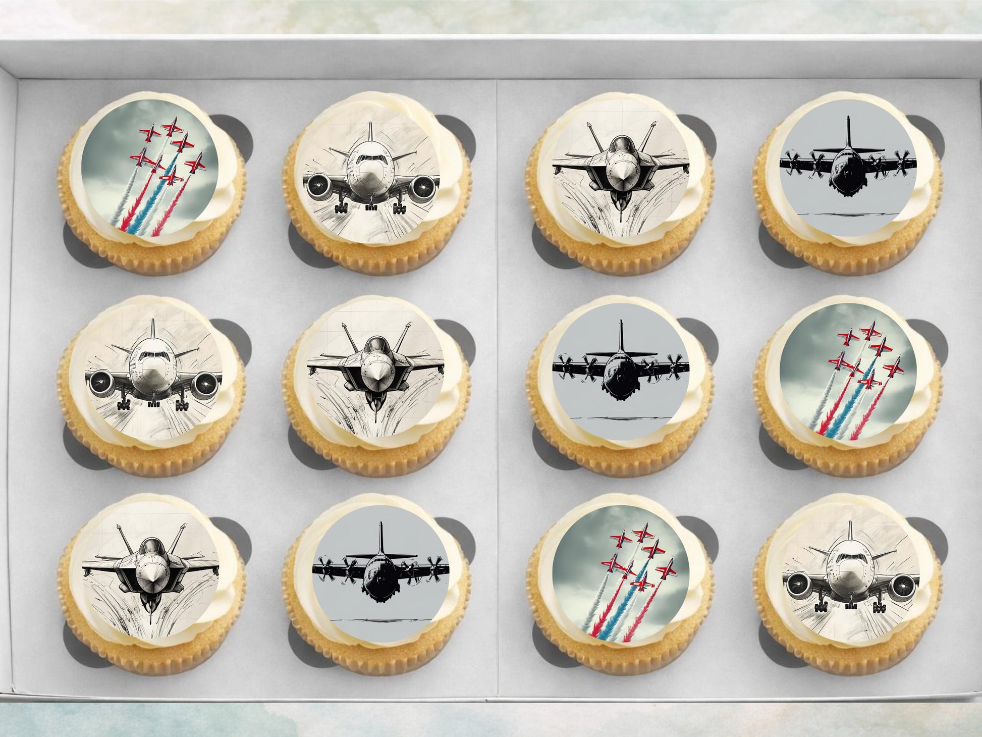 Aeroplane Edible Cupcake Toppers – Aviation Cake Decorations (Pre-cut)