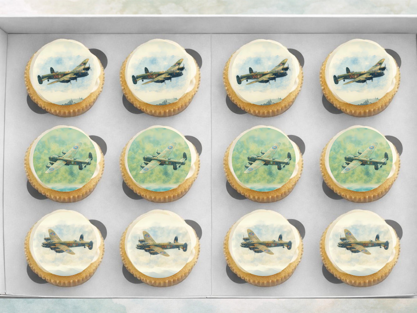 Lancaster Bomber Edible Cupcake Toppers – Aviation Cake Decorations