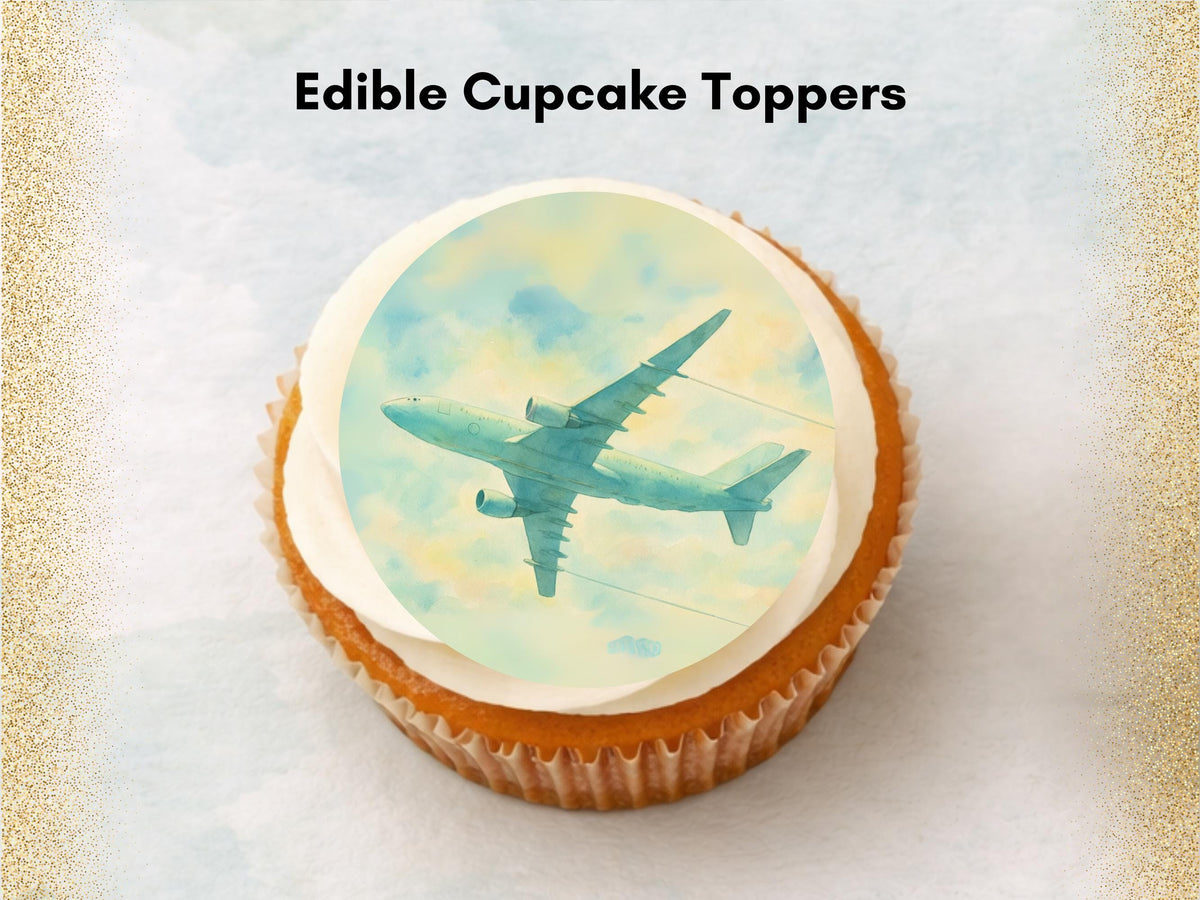 A330 Airplane Edible Cupcake Toppers – Aviation Cake Decorations