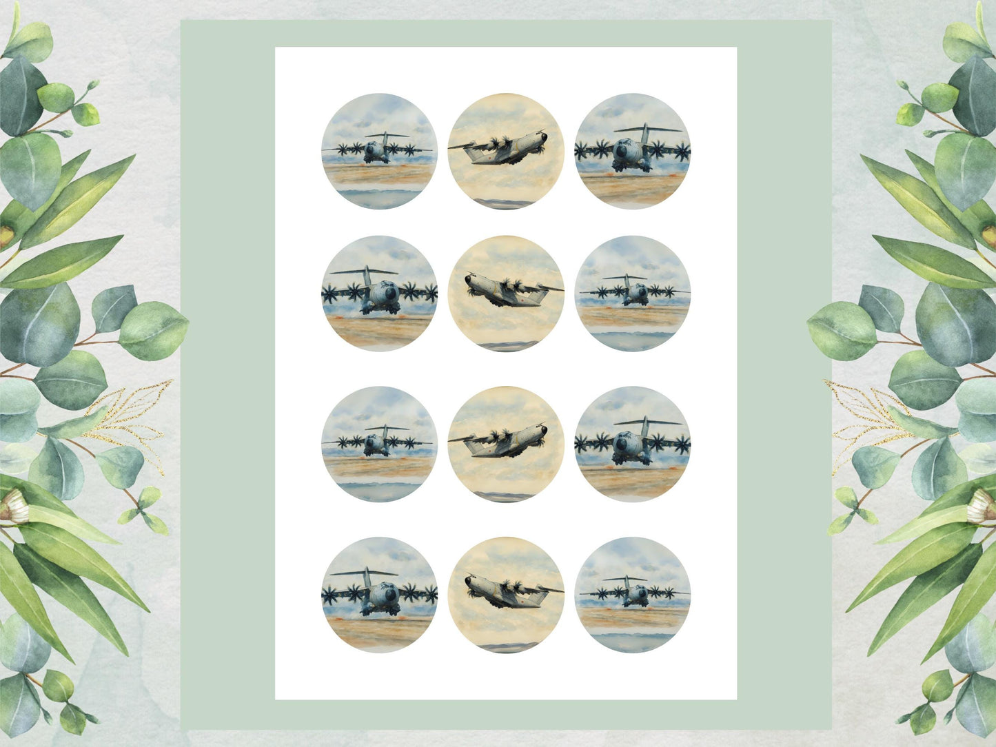 Military Airplane Edible Cupcake Toppers – Airshow Cake Decorations