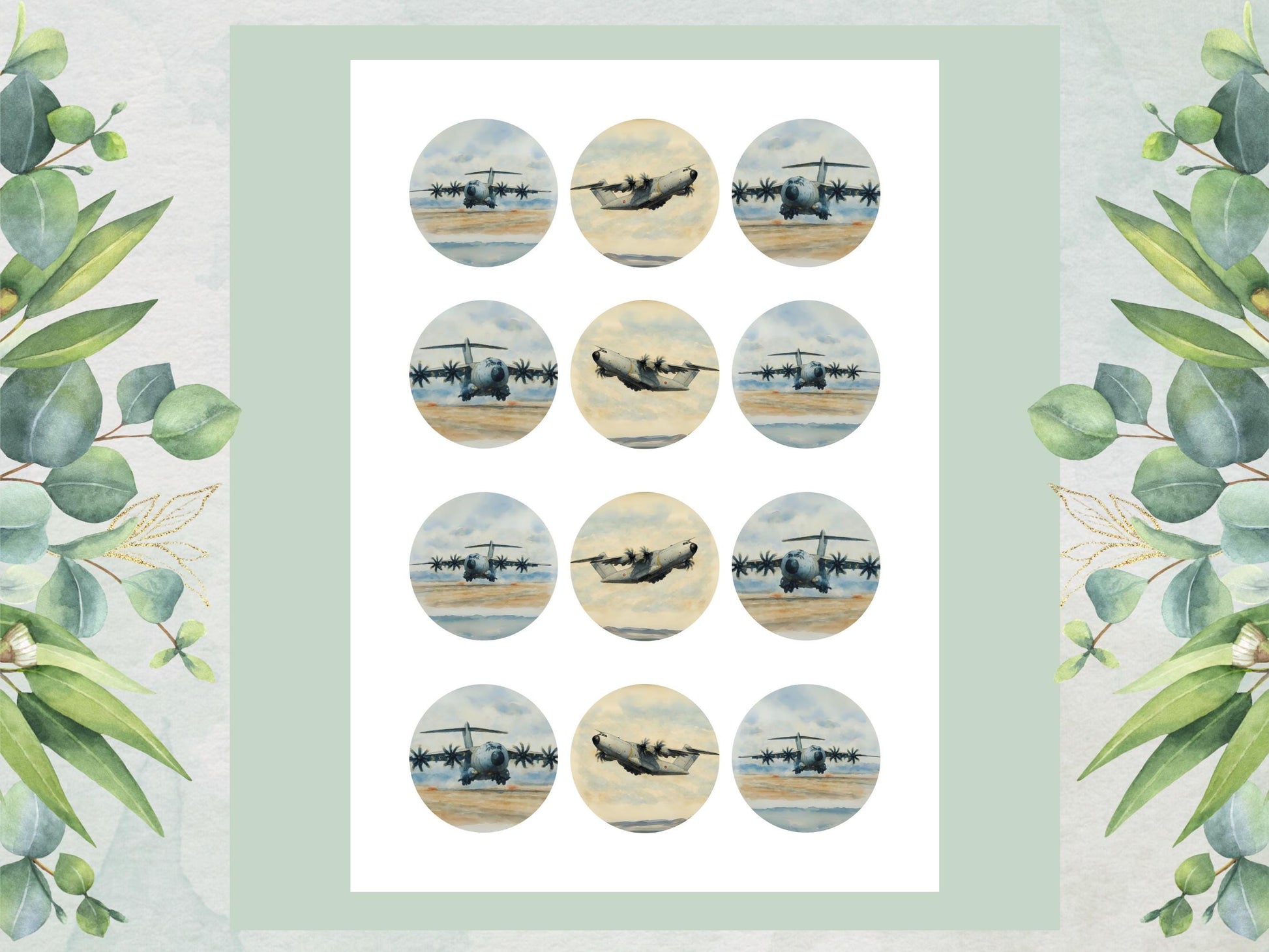 Military Airplane Edible Cupcake Toppers – Airshow Cake Decorations
