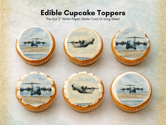Military Airplane Edible Cupcake Toppers – Airshow Cake Decorations