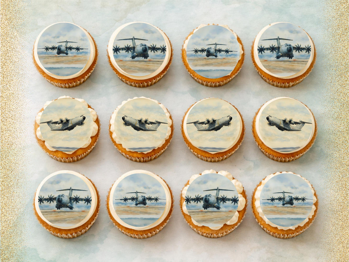 Military Airplane Edible Cupcake Toppers – Airshow Cake Decorations