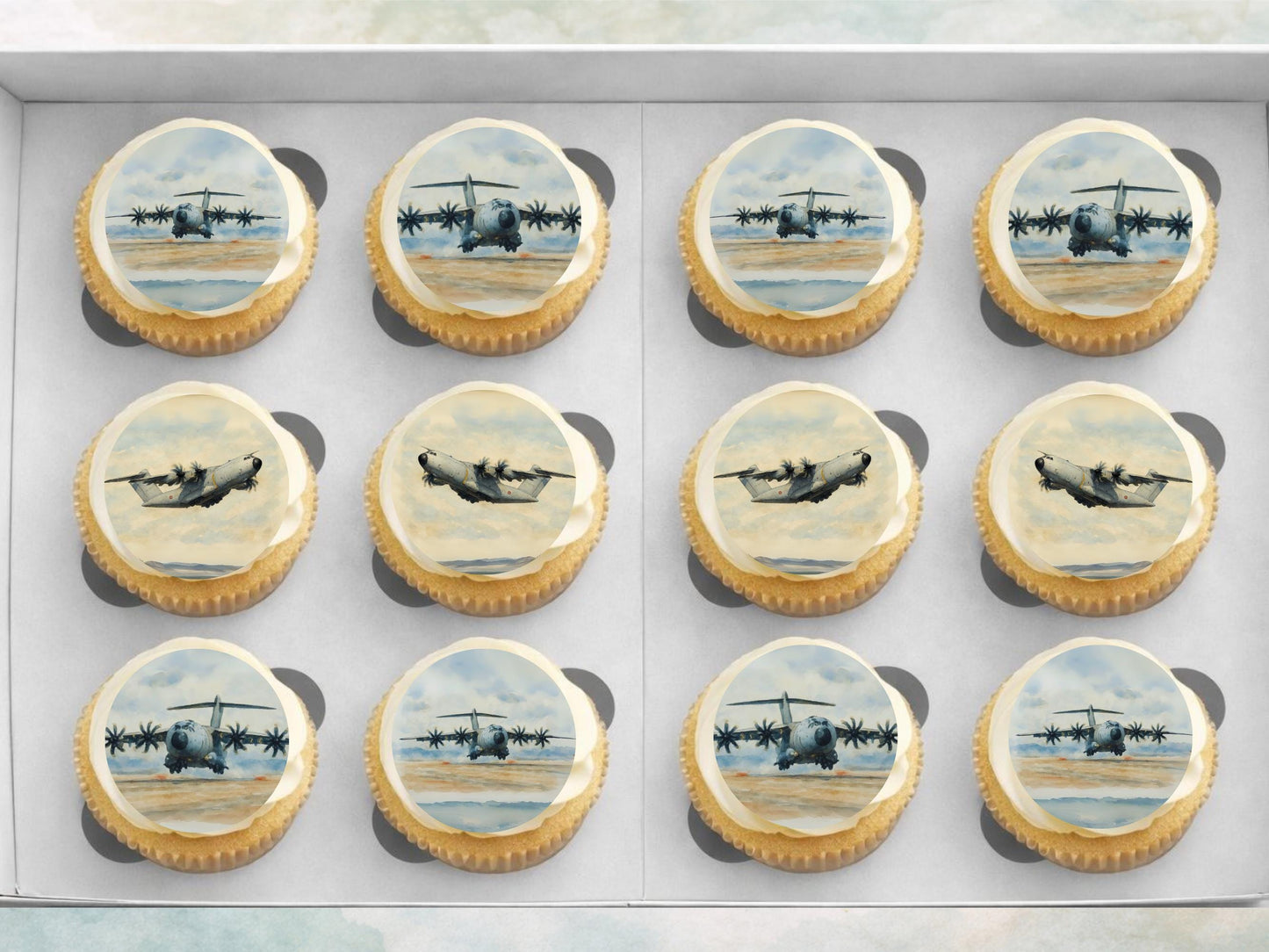 Military Airplane Edible Cupcake Toppers – Airshow Cake Decorations