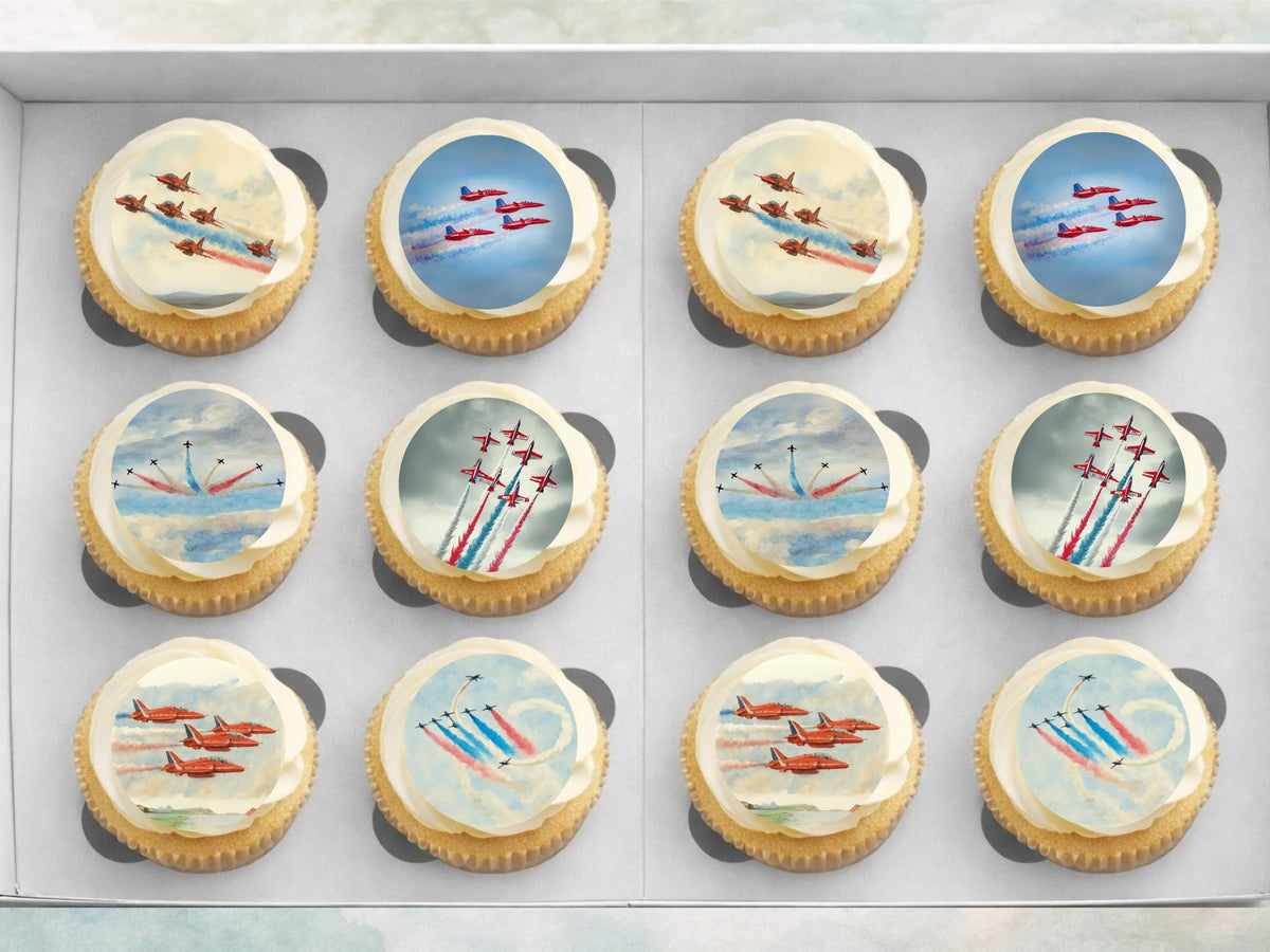 Jet Airshow Edible Cupcake Toppers – Airplane Cake Decoration