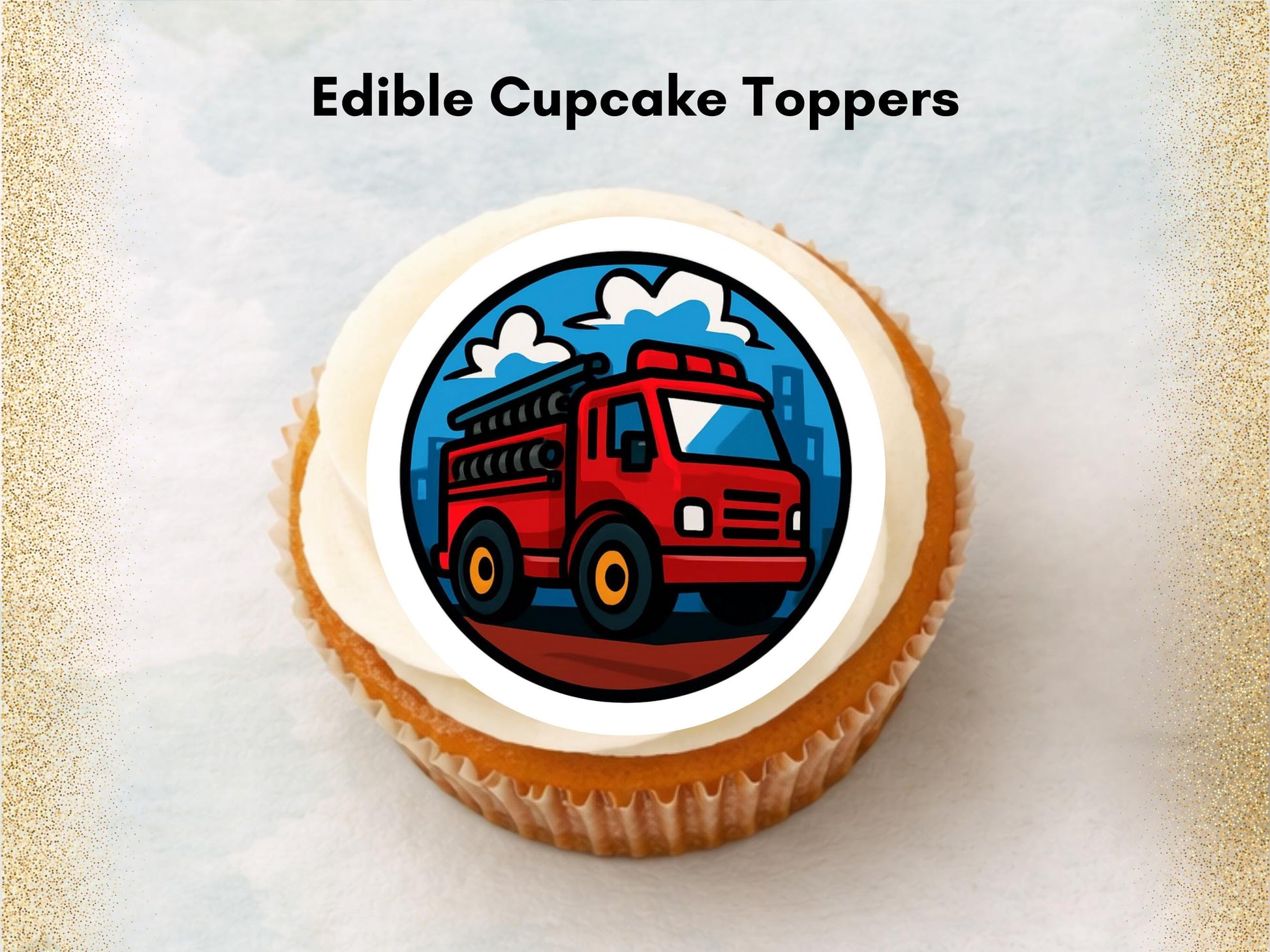 Emergency Vehicle Edible Cupcake Toppers – Fire Engine, Ambulance, Police Car (2" Pre-cut)