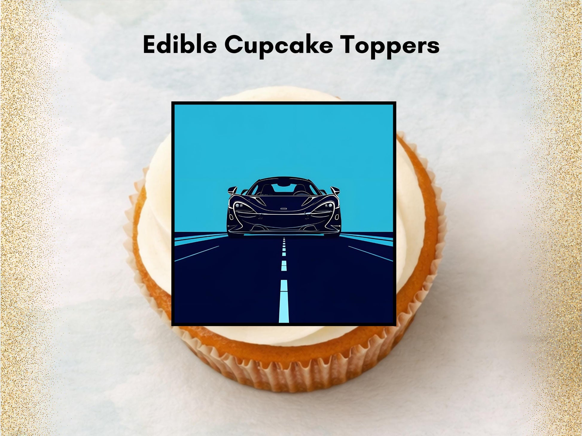 Sports Car Edible Cupcake Toppers – Racing Party Decorations
