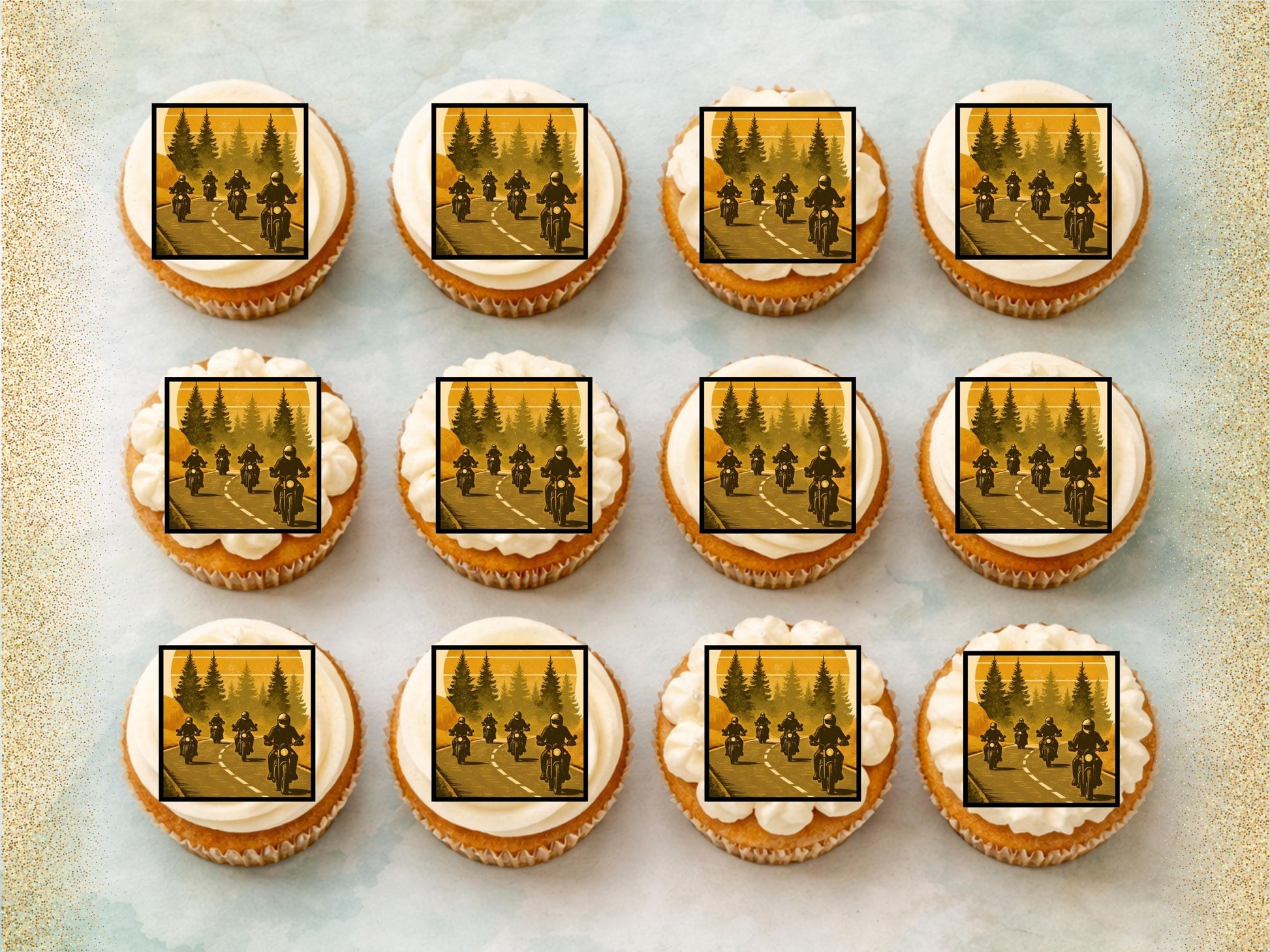 Motorcycle Cupcake Toppers – Precut Edible Decorations (2")